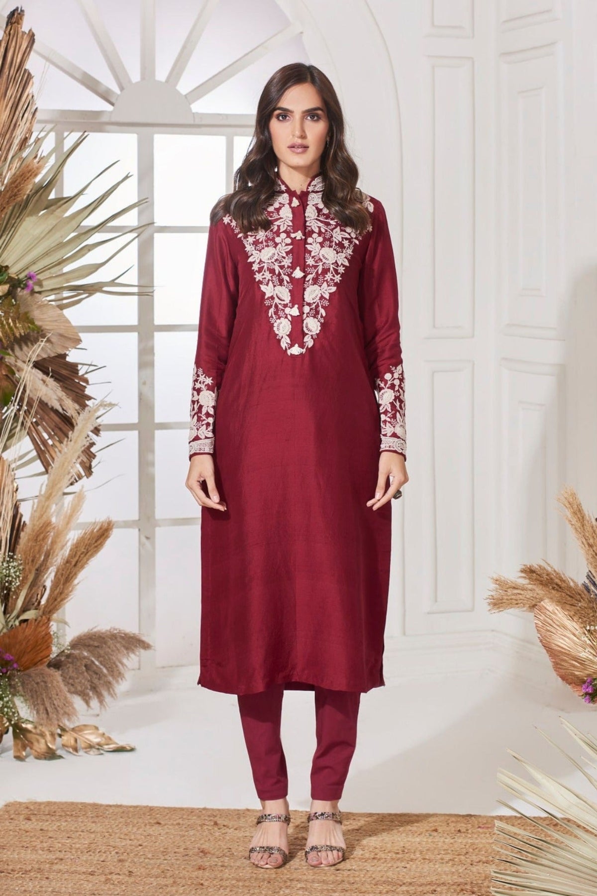 Crimson suta dori kurta set