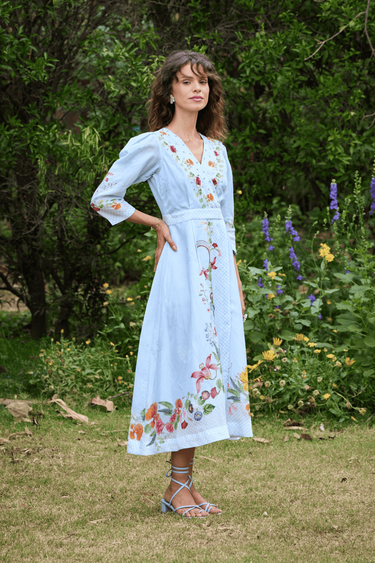 Parisian Wrap Dress Sky Blue