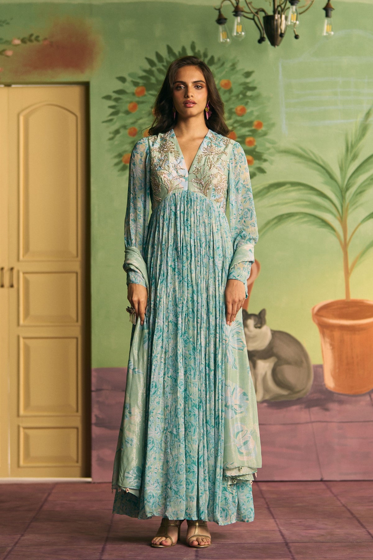Mint Verdant Anarkali Set