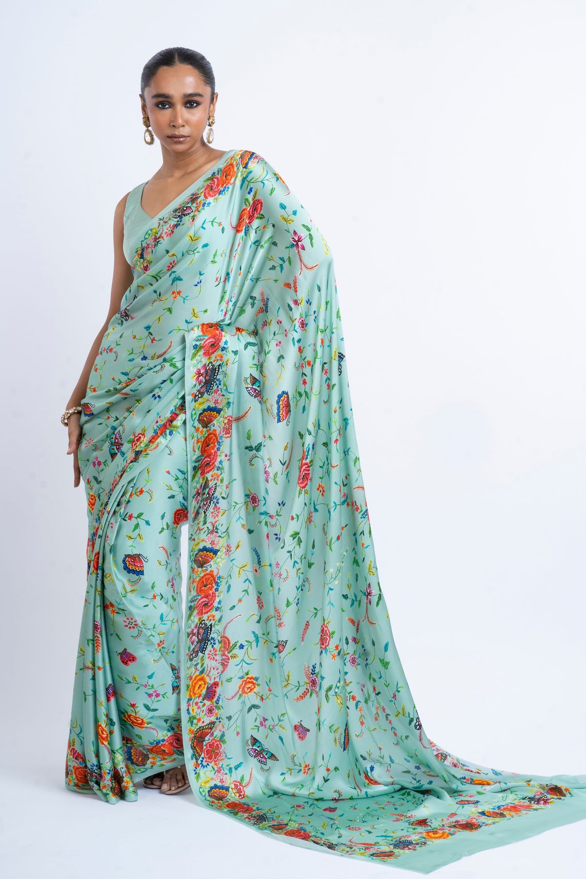 Kanchan Saree in Coral Blue