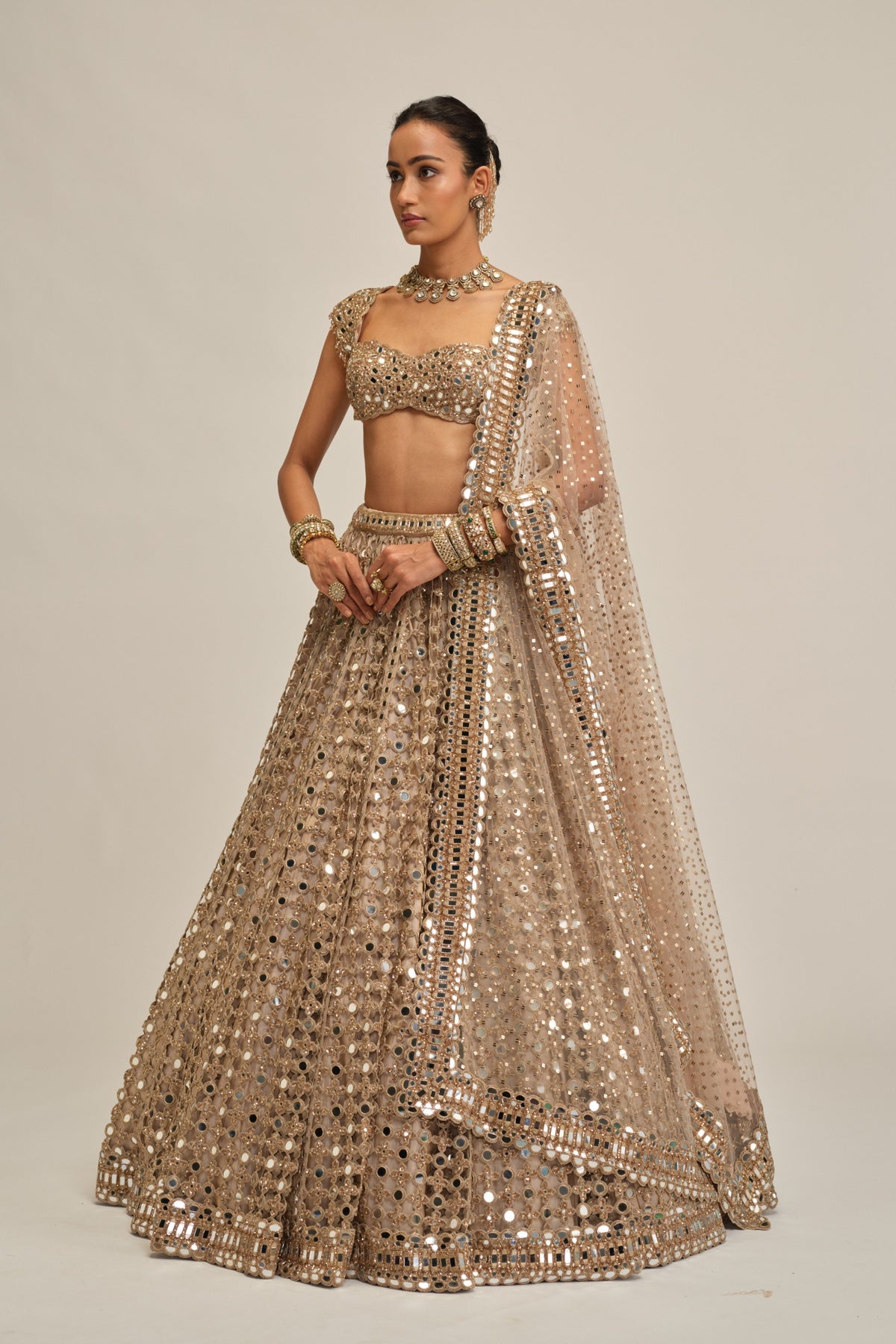 Modern Beige Lehenga Set
