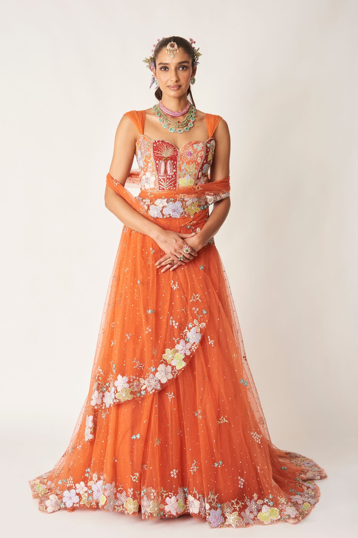Azalee Orange Lehenga Set