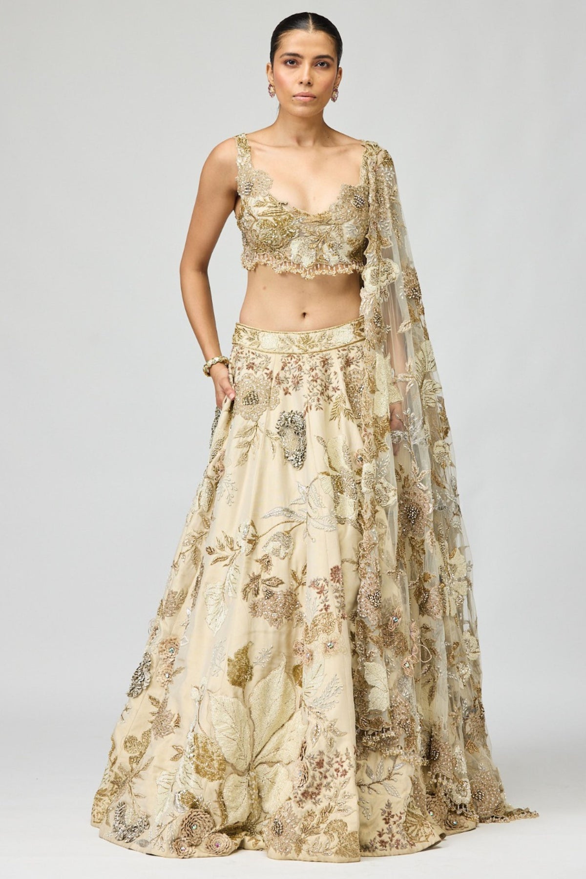Ivory Embellished Lehenga Set