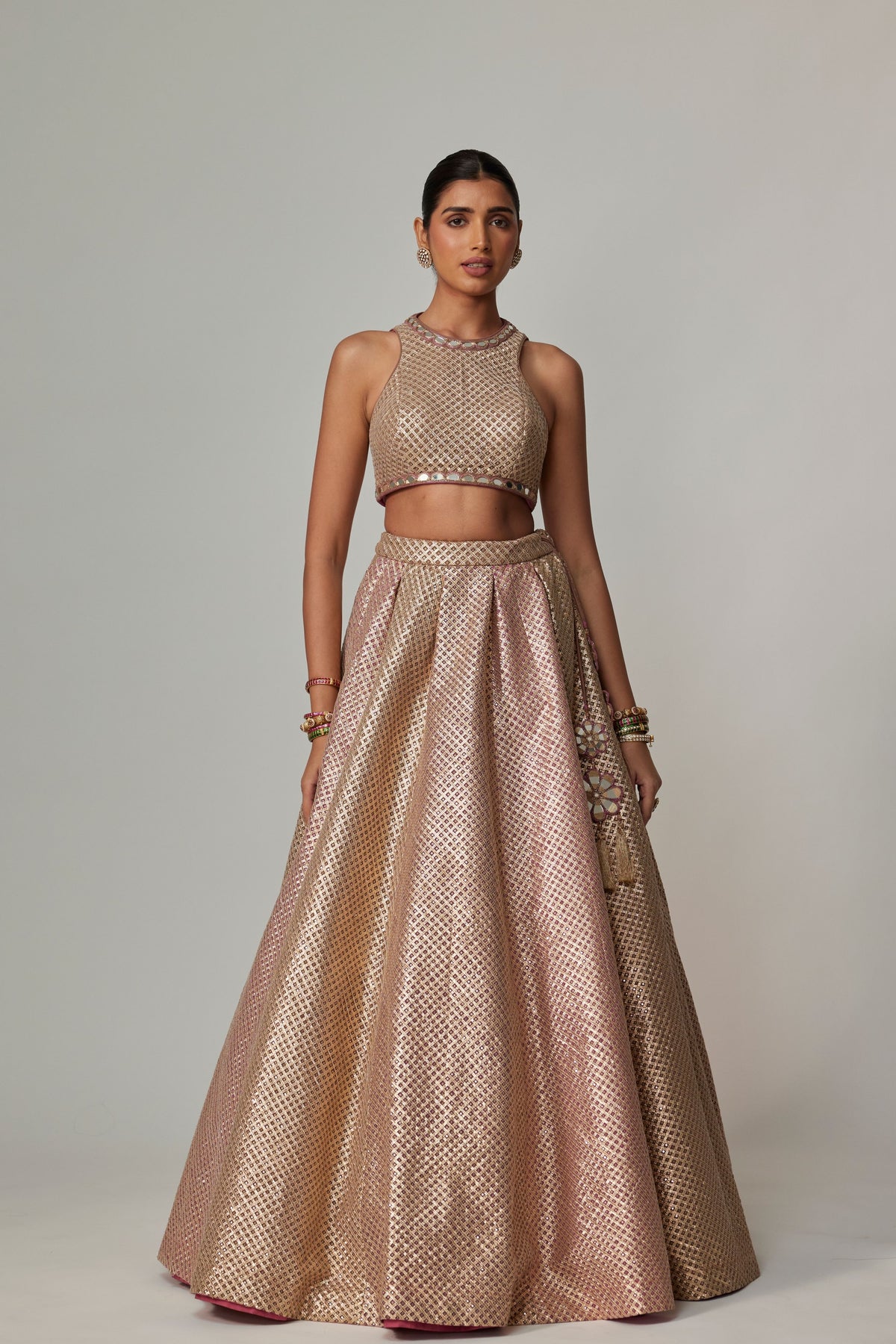 Deep Beige Multicolor Lehenga Set