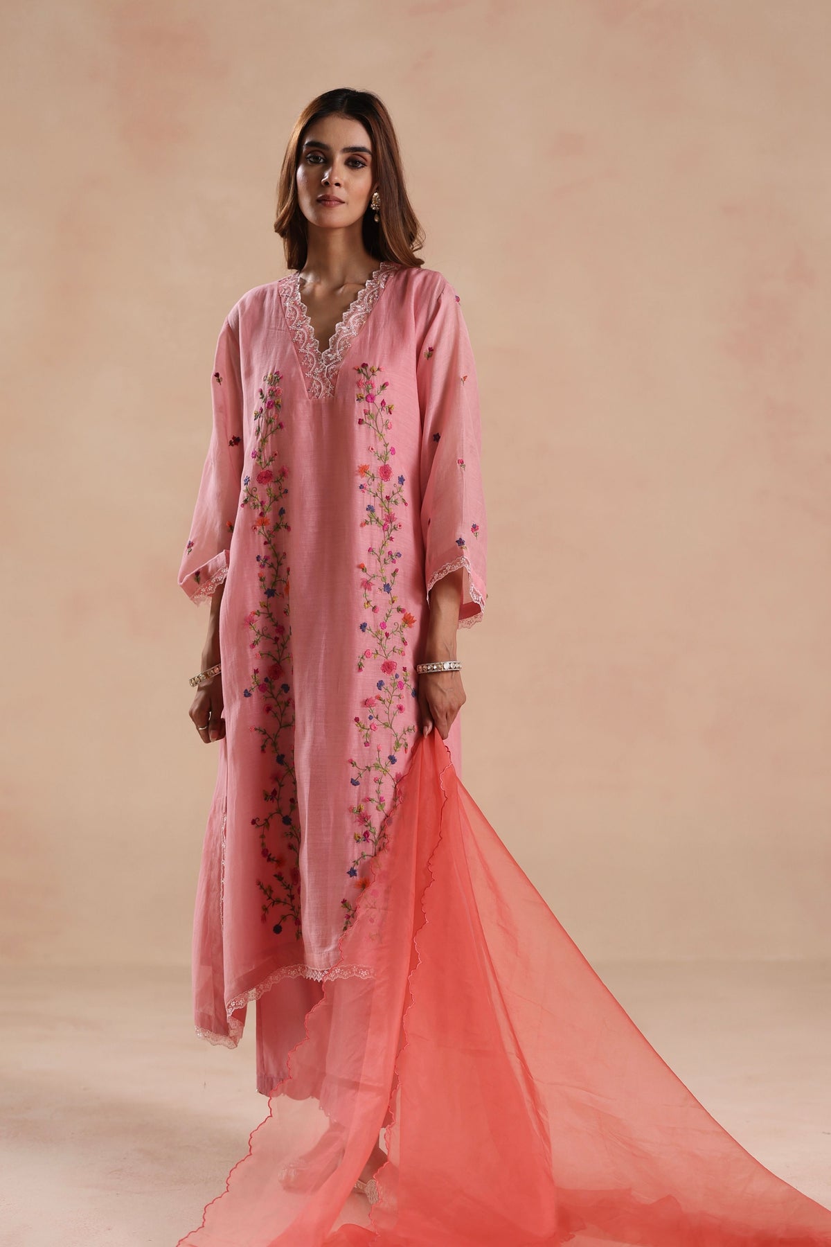 Evara Peach Kurta Set