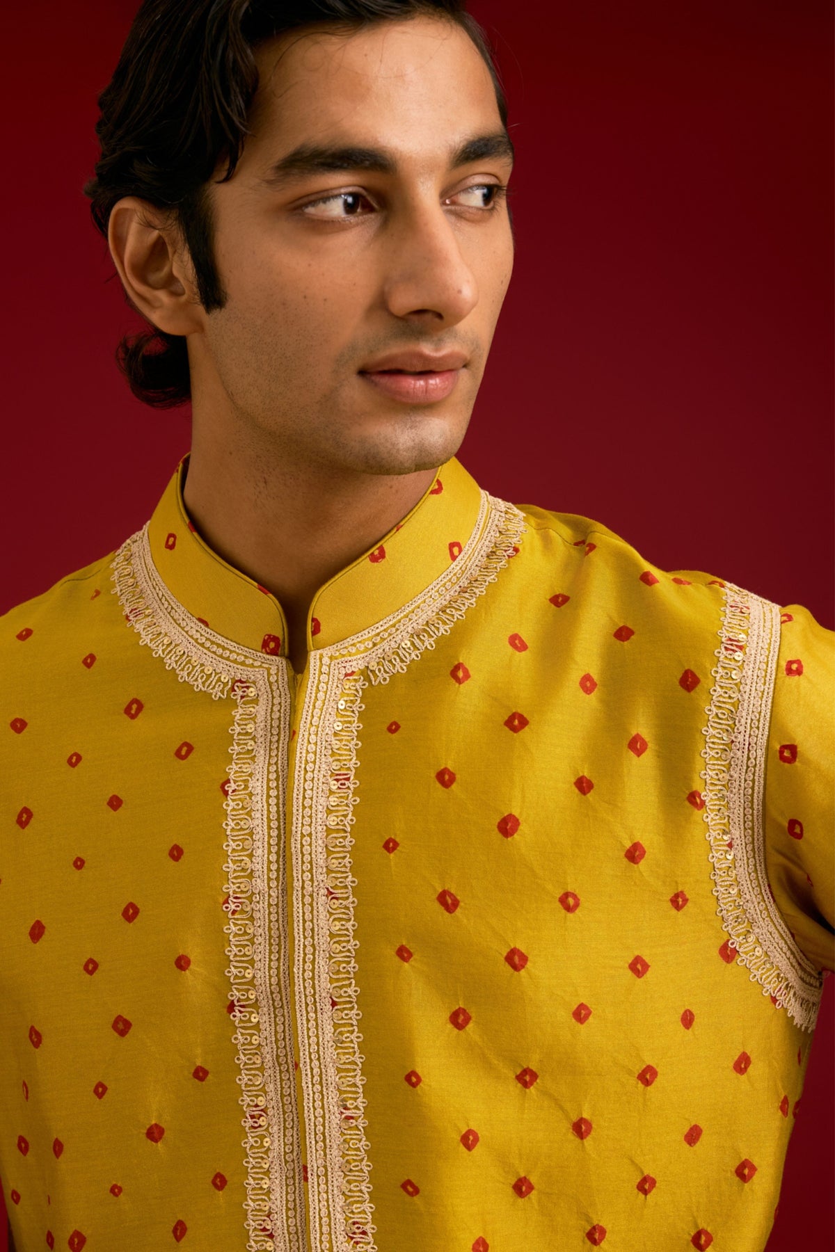 Mustard Bandhej Kurta set