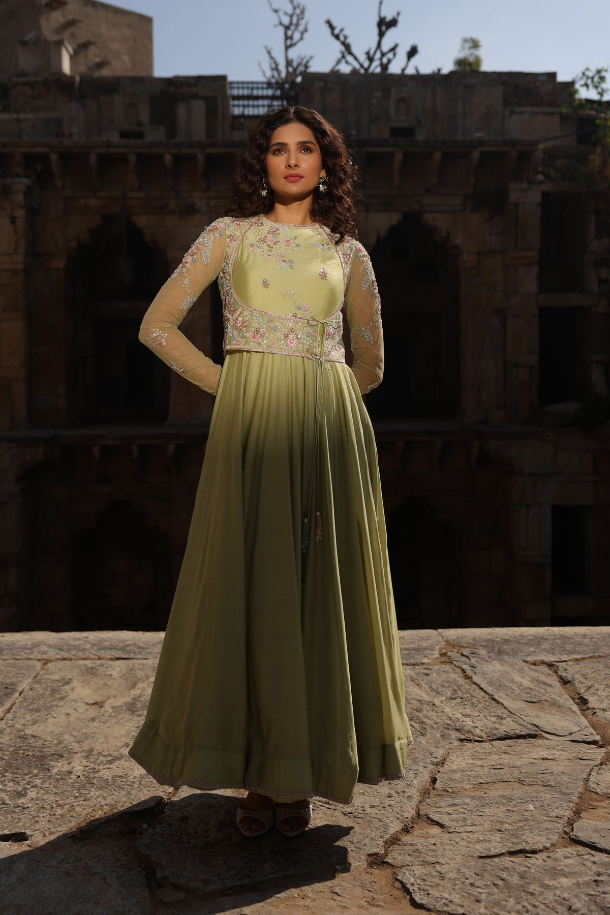 Vaayu Green Koti Anarkali Set
