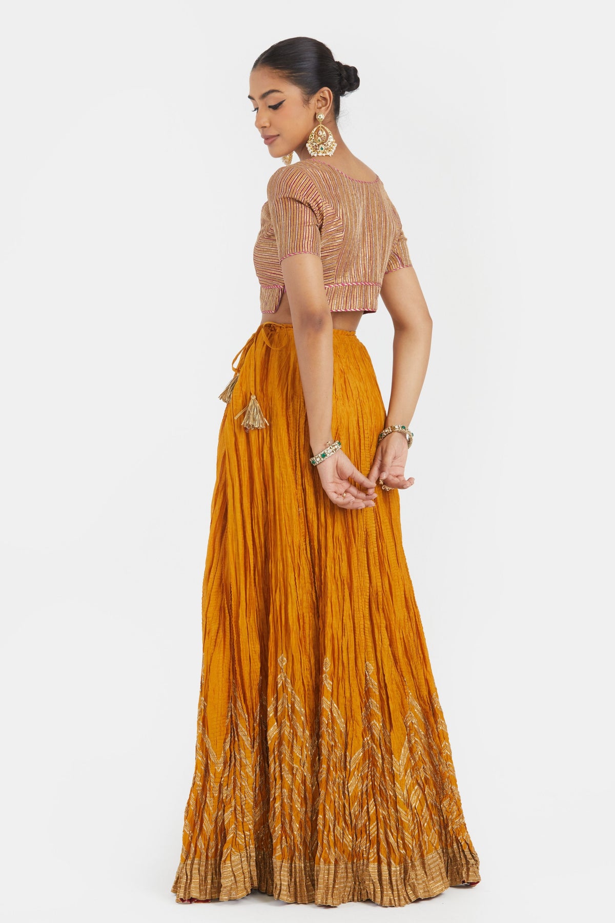 Yellow Chanderi Lehenga Set