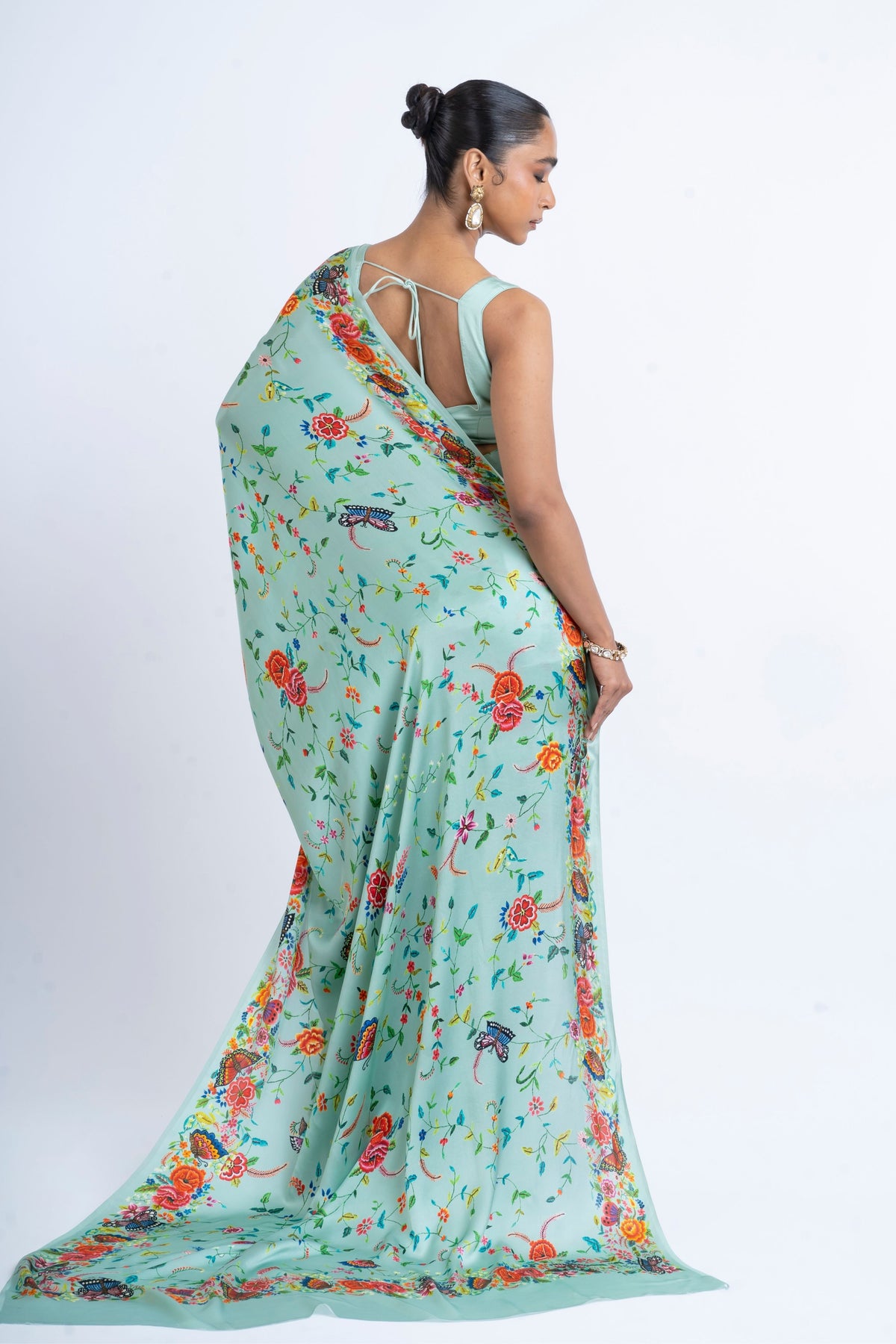 Kanchan Saree in Coral Blue