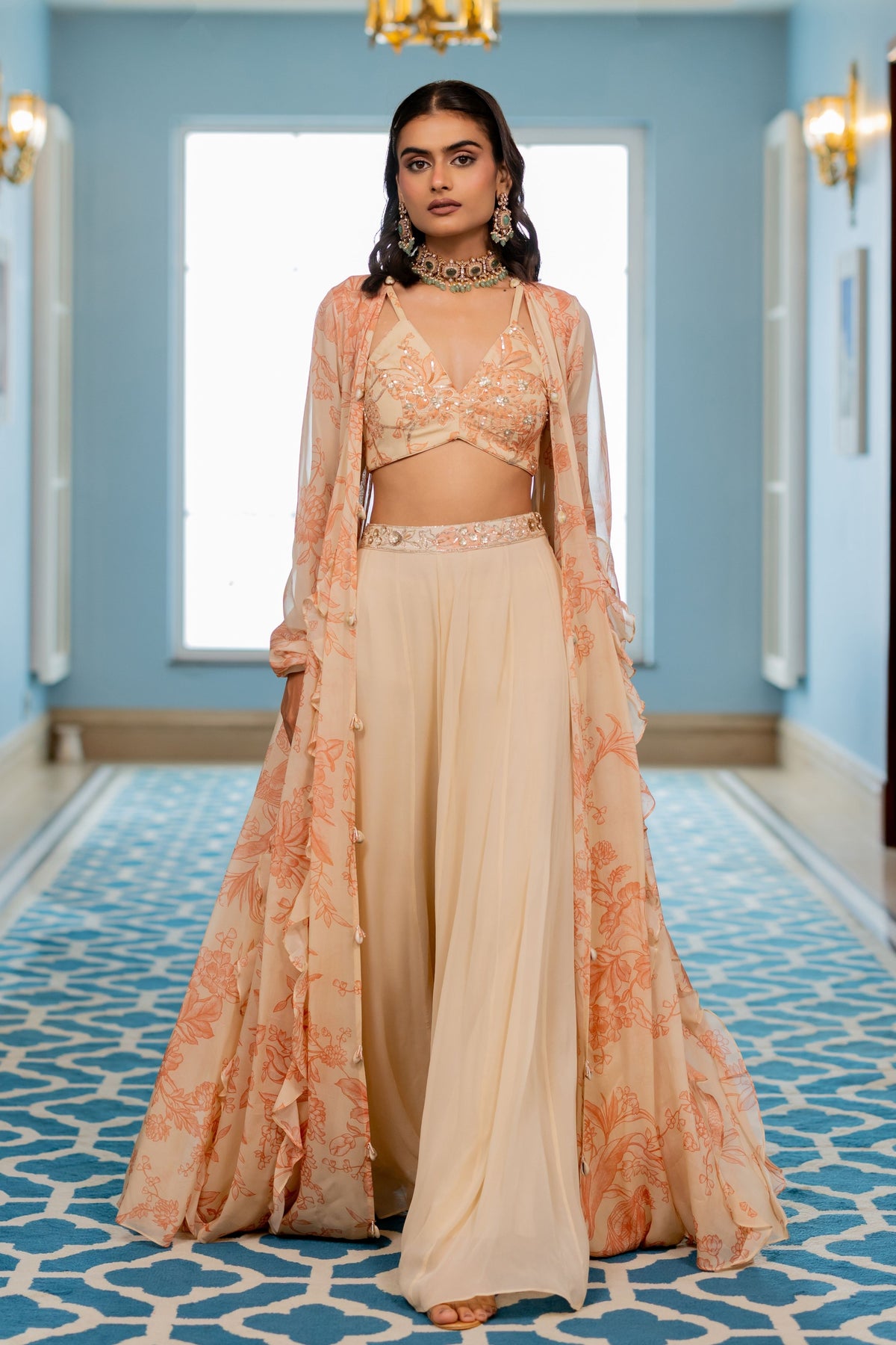 Corolla Peach Jacket Set