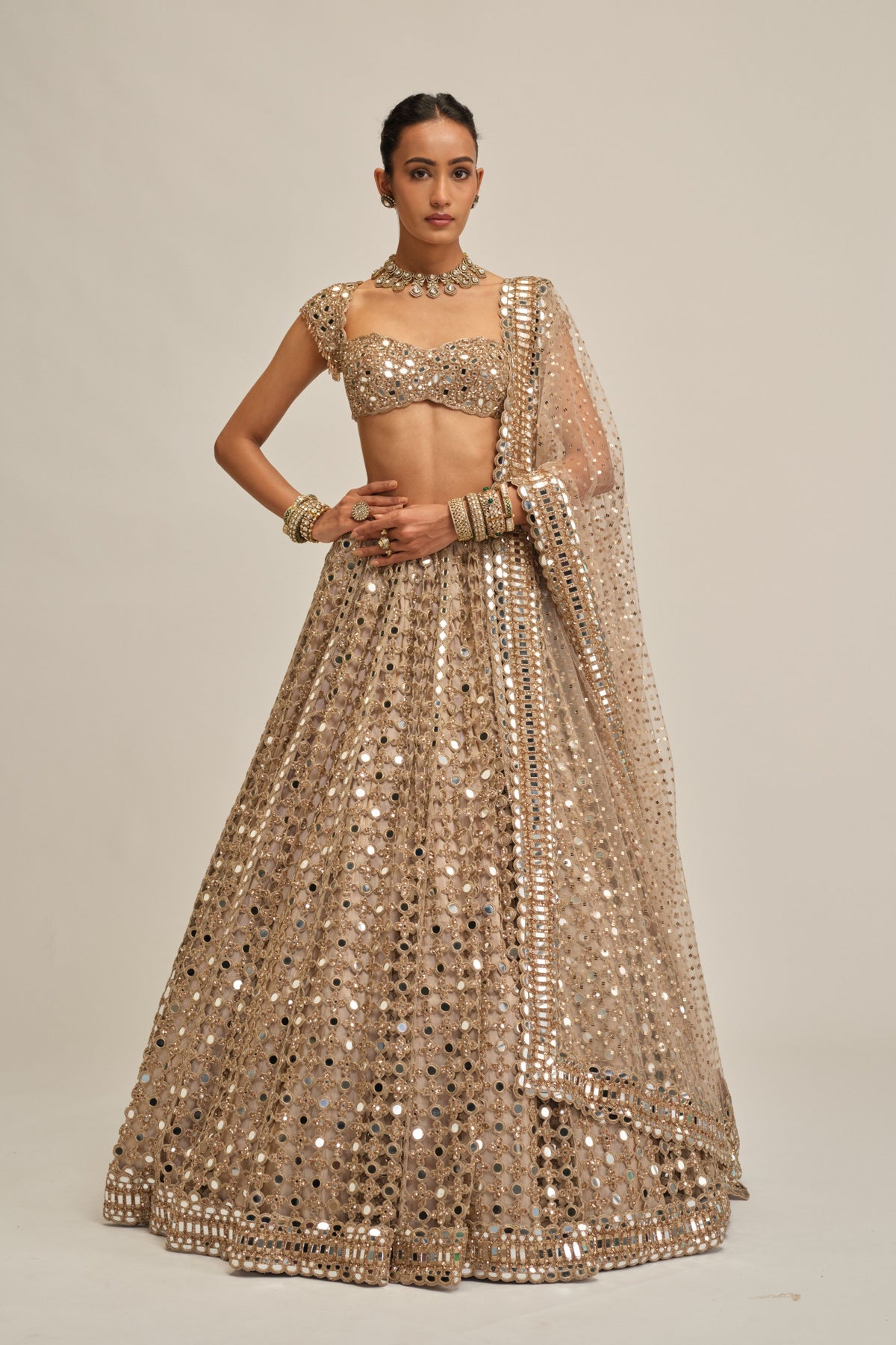 Modern Beige Lehenga Set