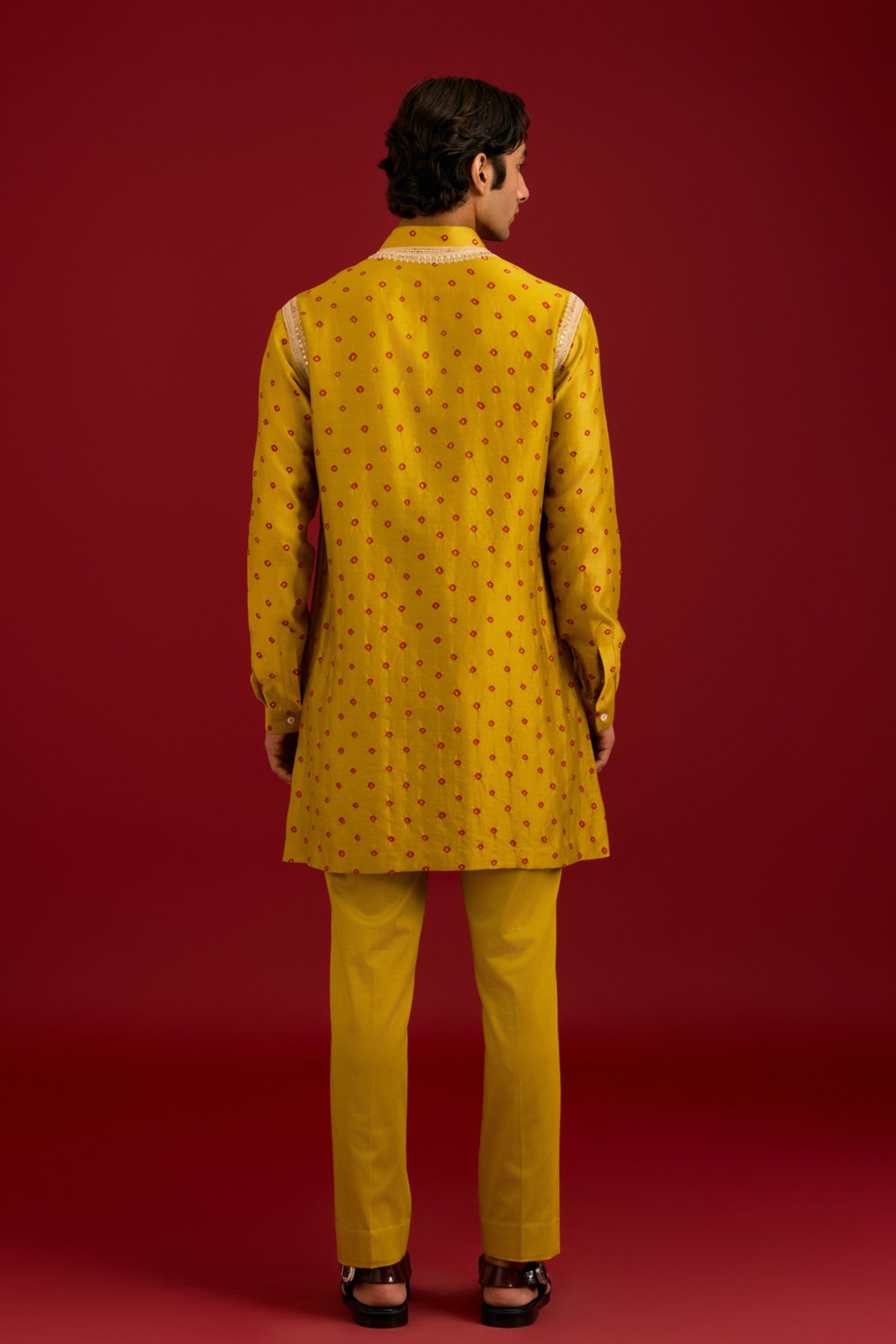 Mustard Bandhej Kurta set