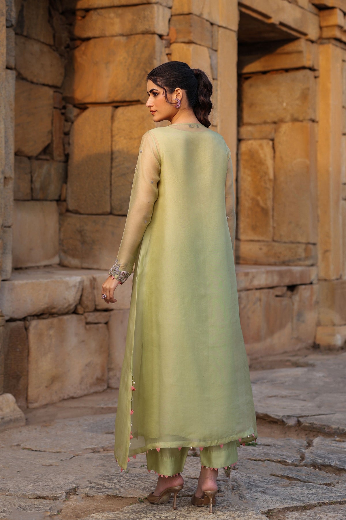 Vaayu Green Heavy Neck Kurta Set