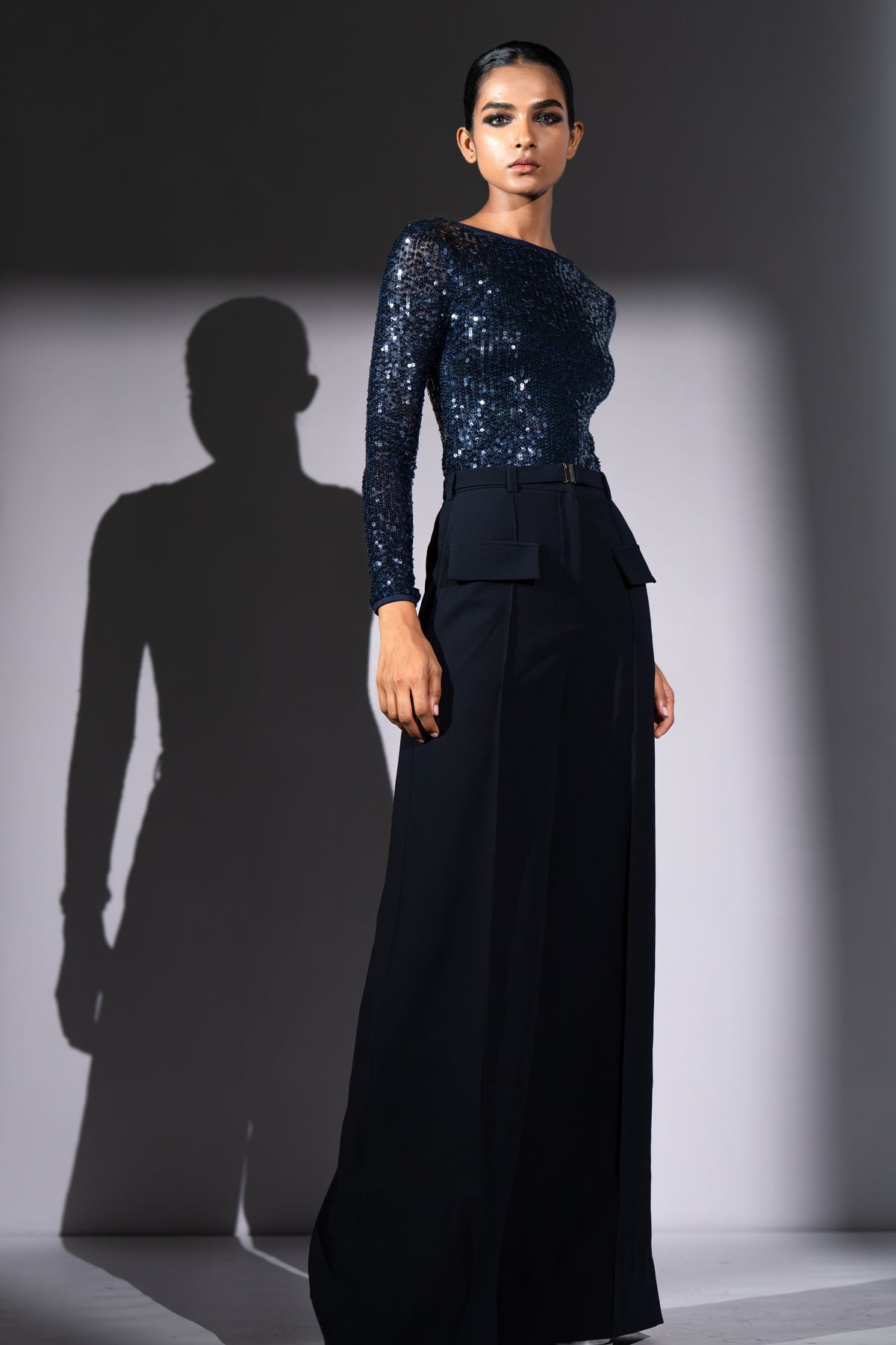 Navy Pants With Belt