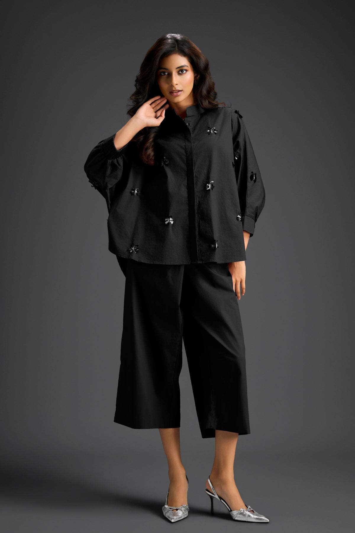 Black Embellished Butterfly Co-ord Set