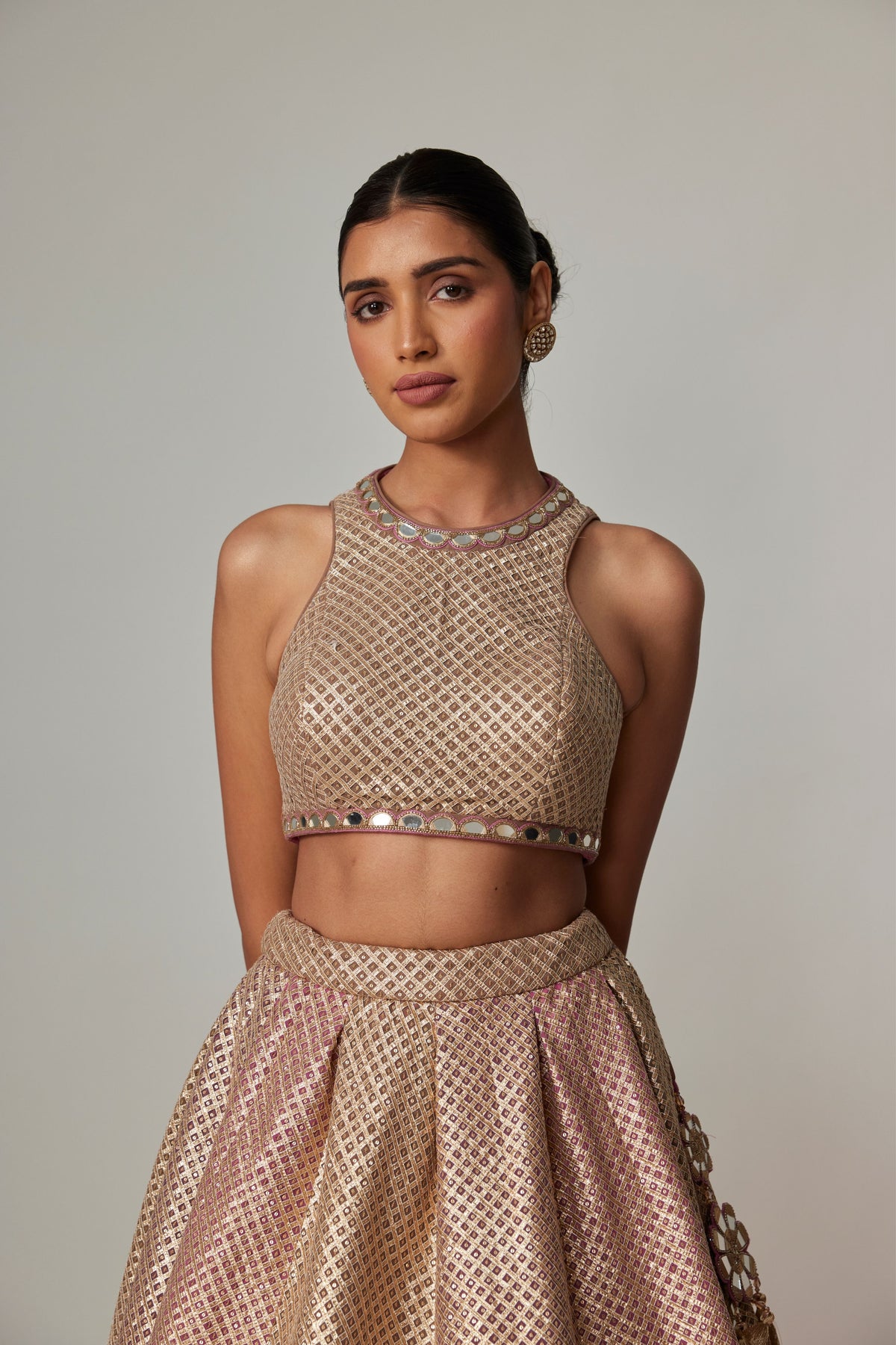 Deep Beige Multicolor Lehenga Set