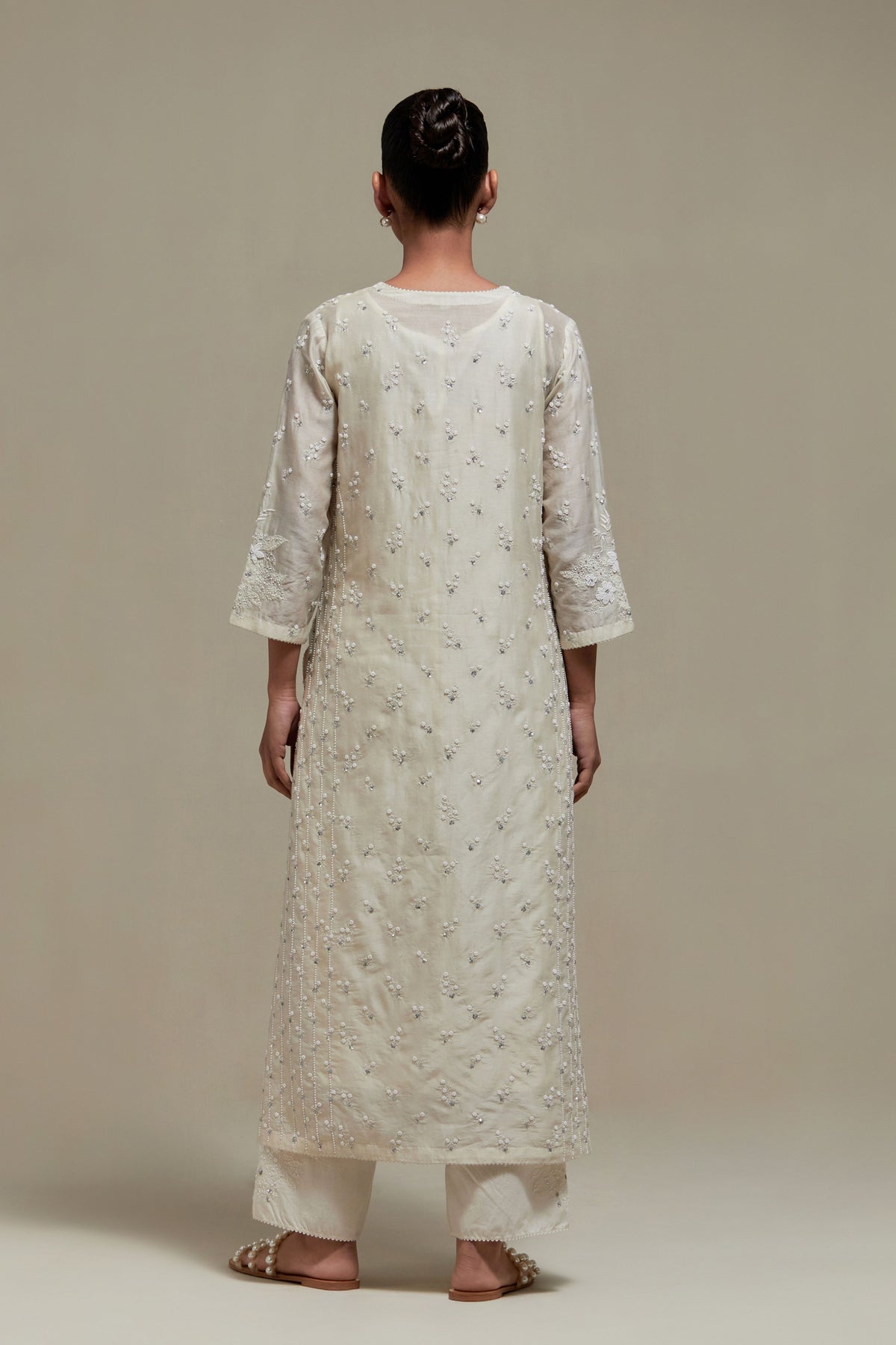 Off White Silk Kurta Set