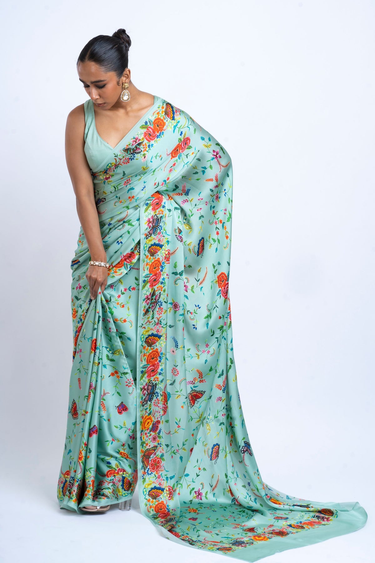 Kanchan Saree in Coral Blue