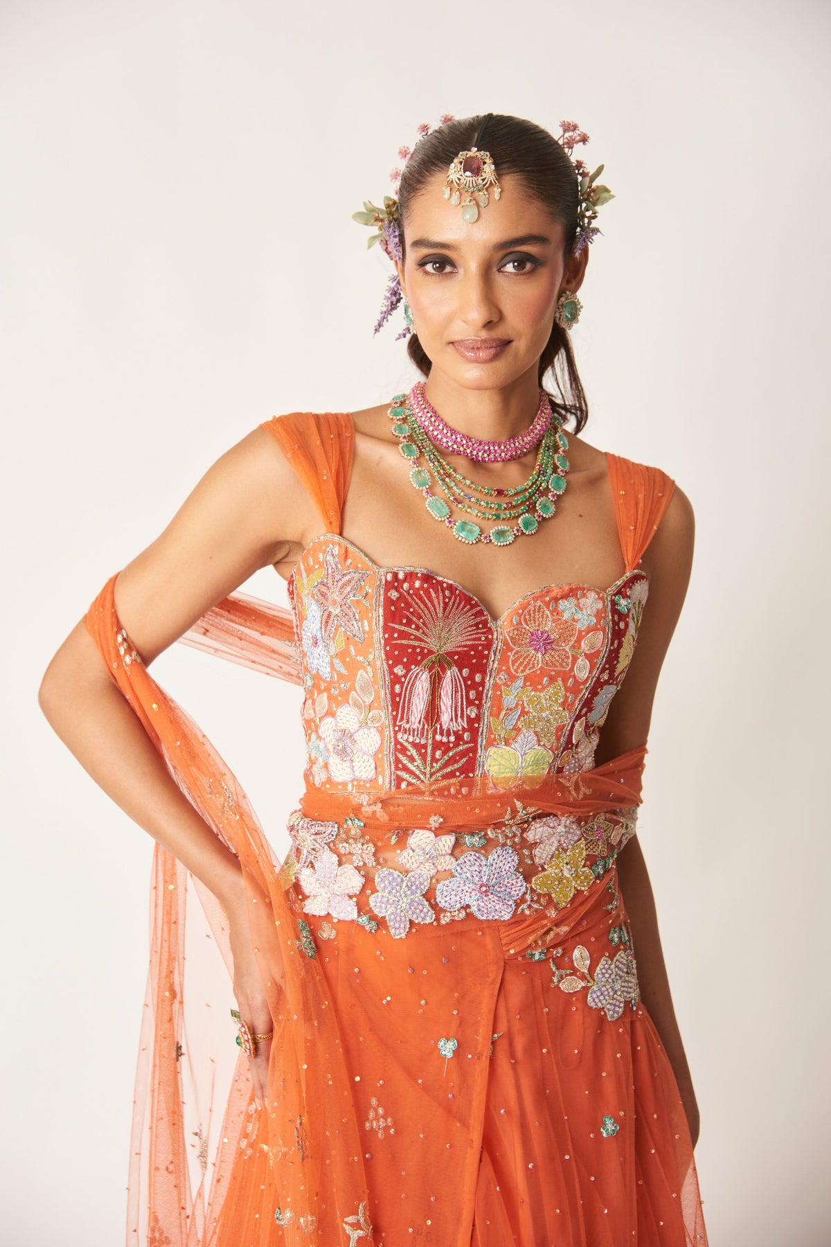 Azalee Orange Lehenga Set
