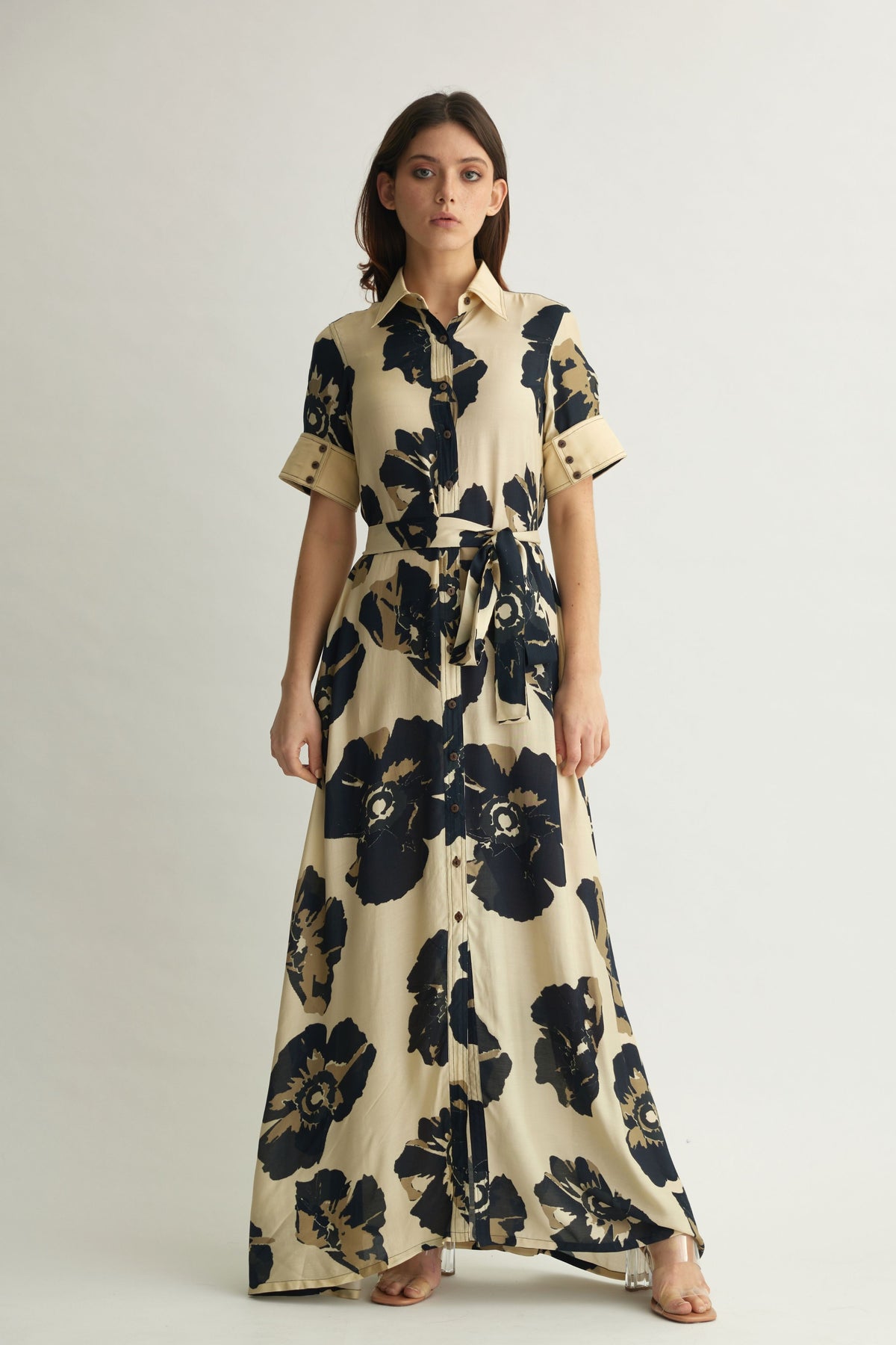 White Floral Shirt Dress
