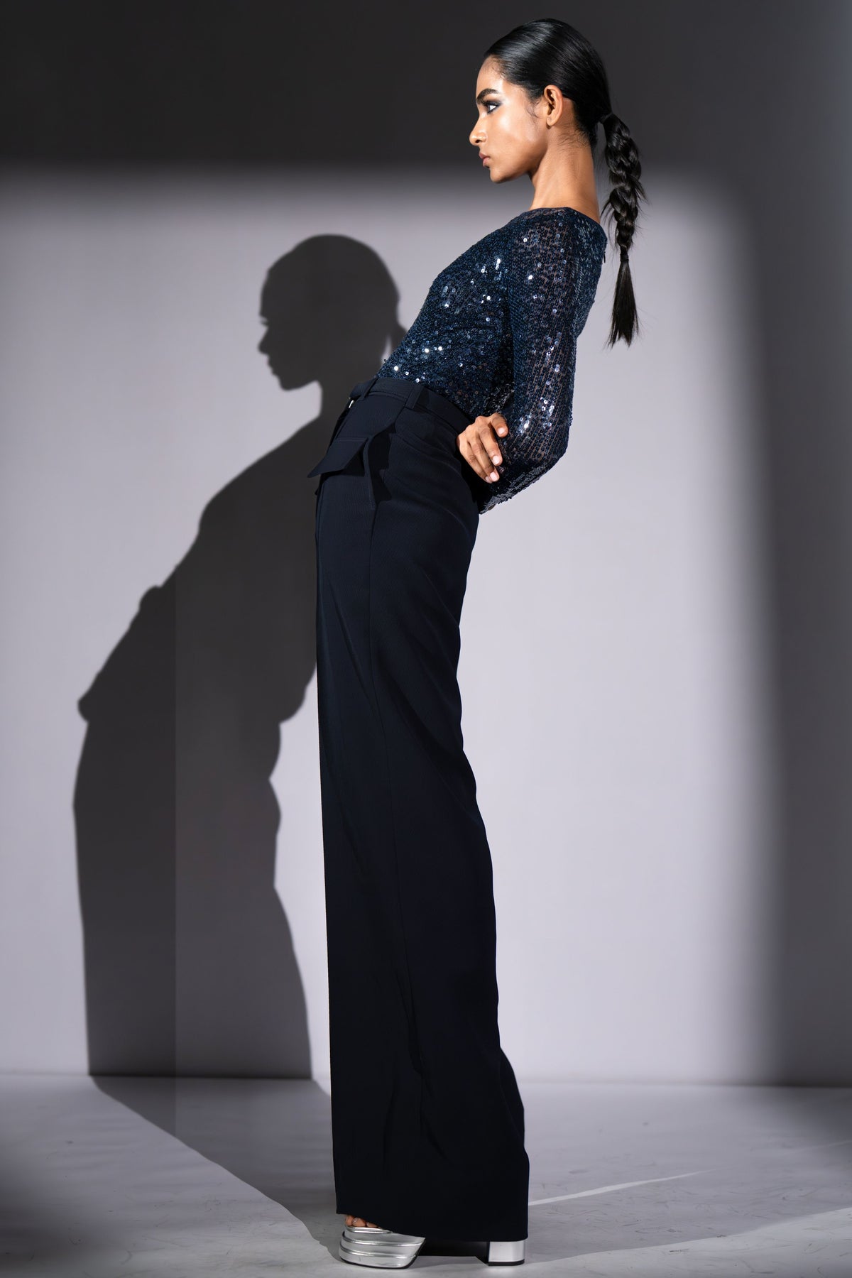 Navy Pants With Belt