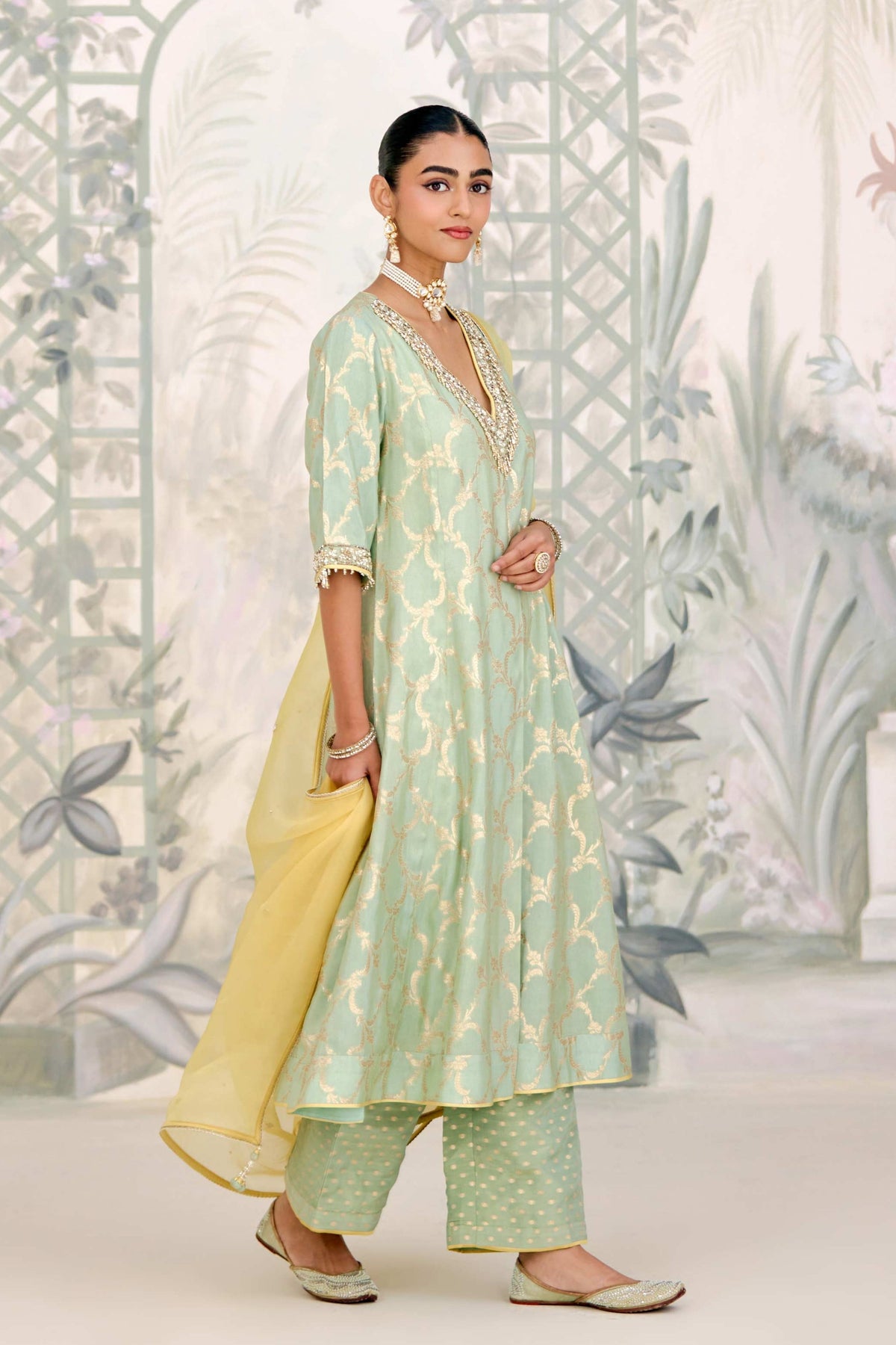 Smoke Green Kurta Set