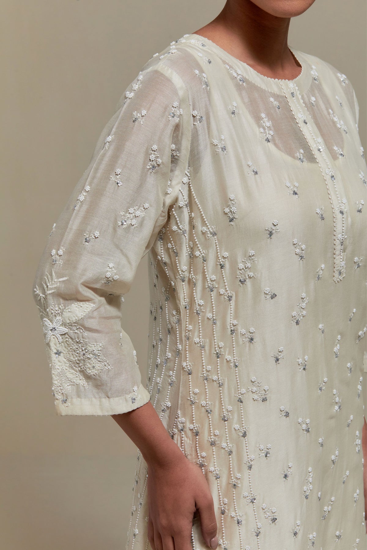 Off White Silk Kurta Set