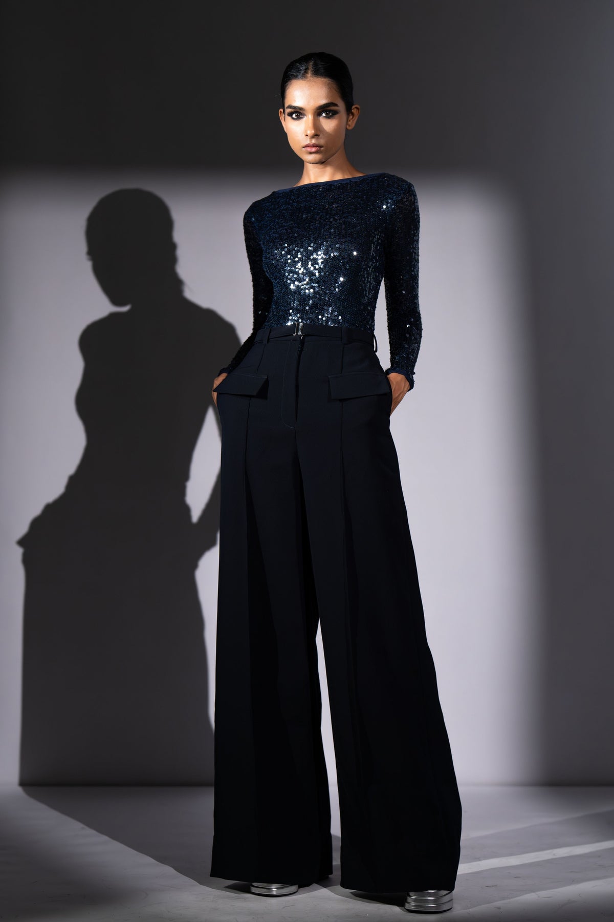 Navy Pants With Belt