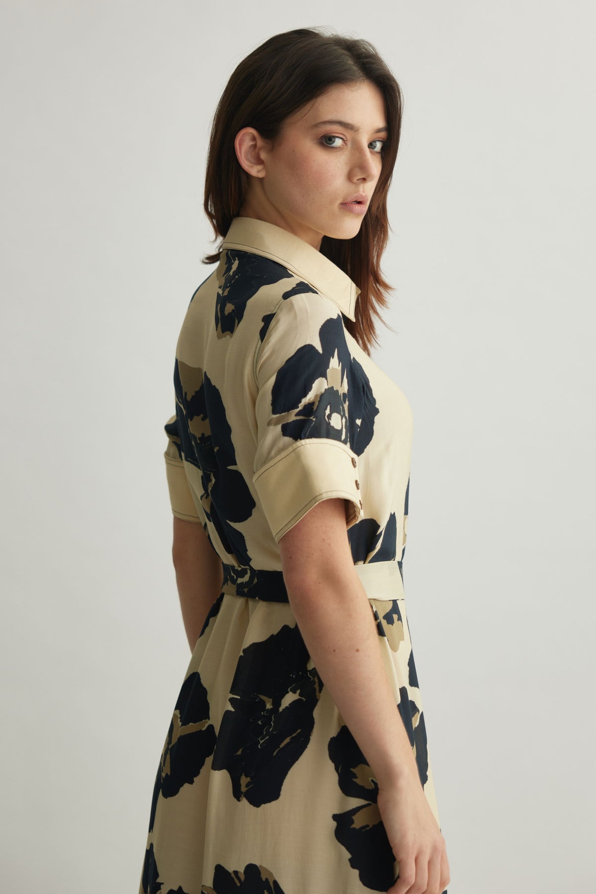 White Floral Shirt Dress