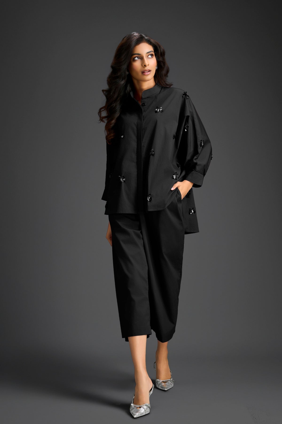 Black Embellished Butterfly Co-ord Set