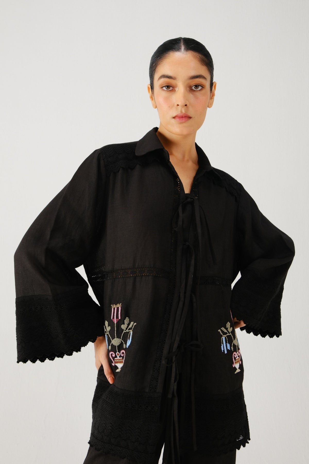 Black Tie up Shirt