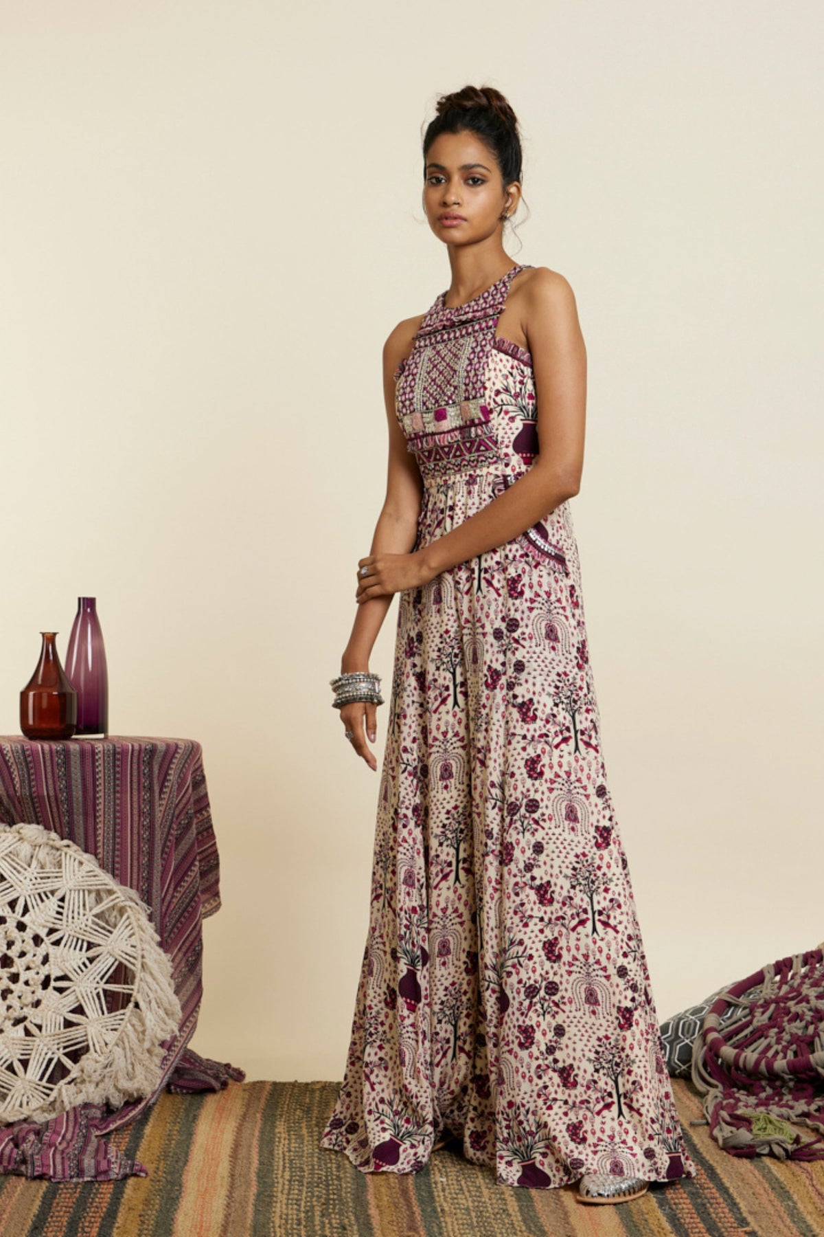 Safar Merlot Yoke Style Jumpsuit