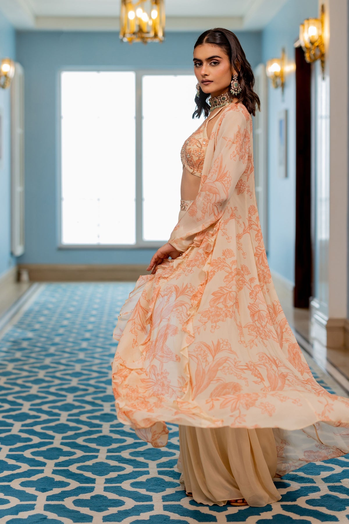 Corolla Peach Jacket Set