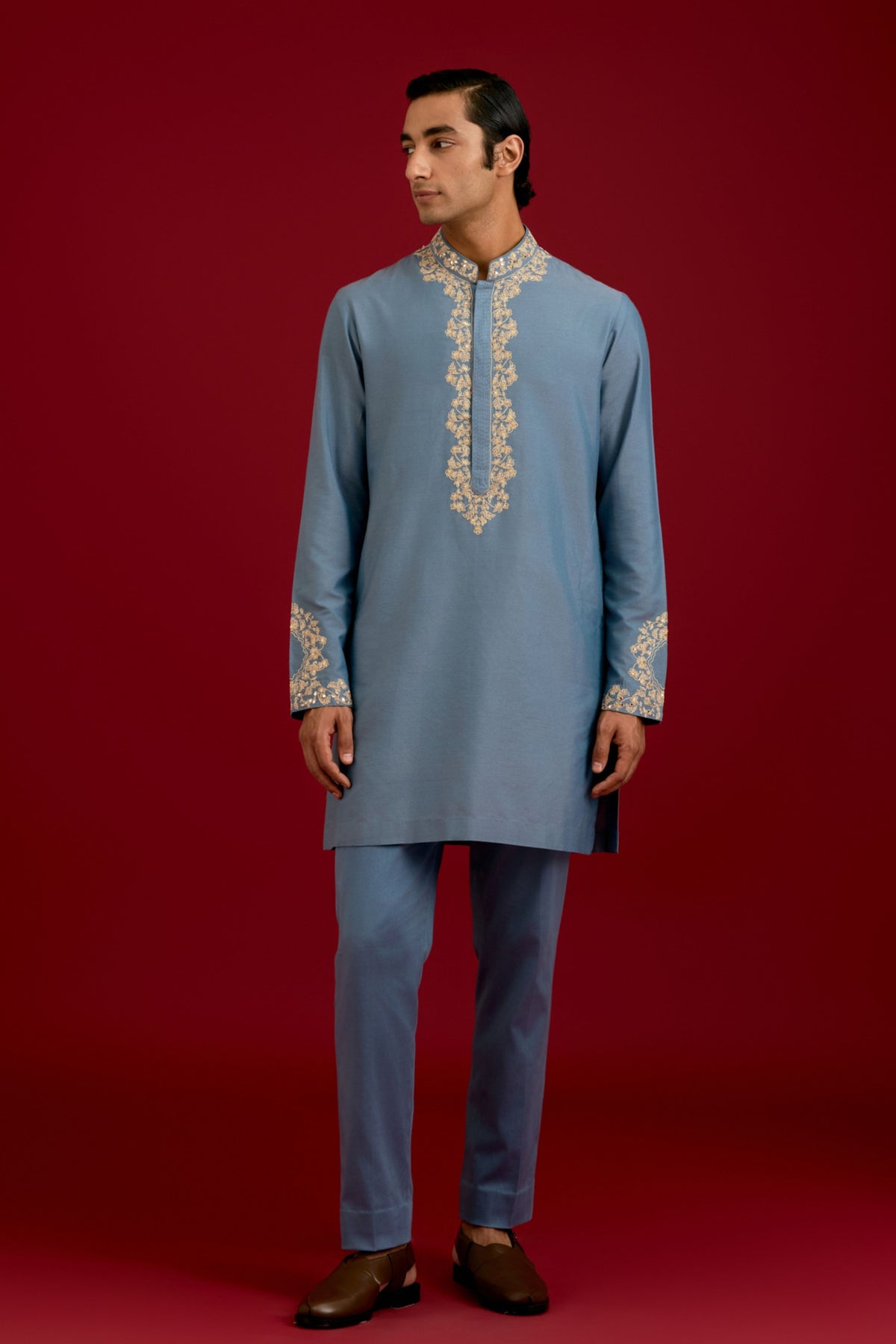 Light Blue Cotton Kurta Set