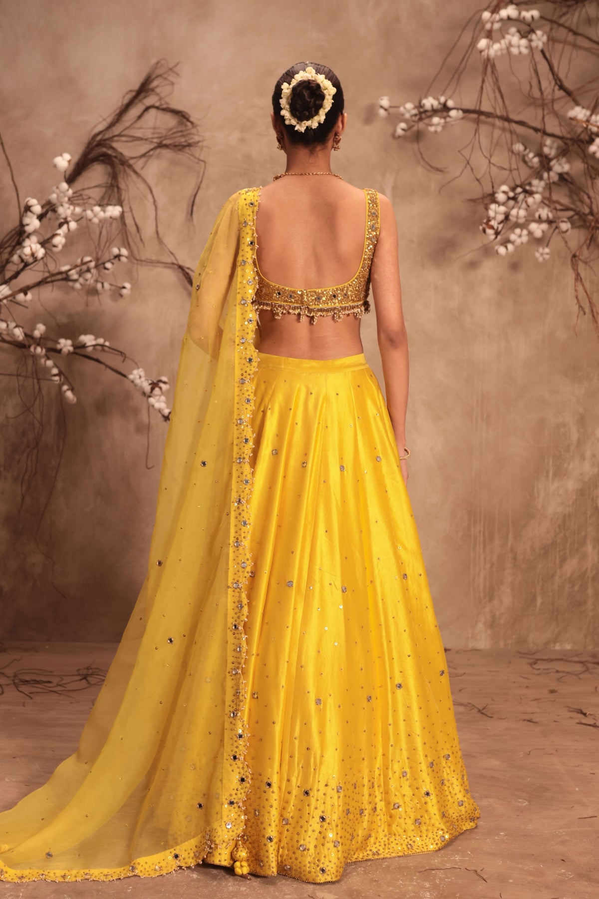 Yellow Sleeveless Lehenga Set