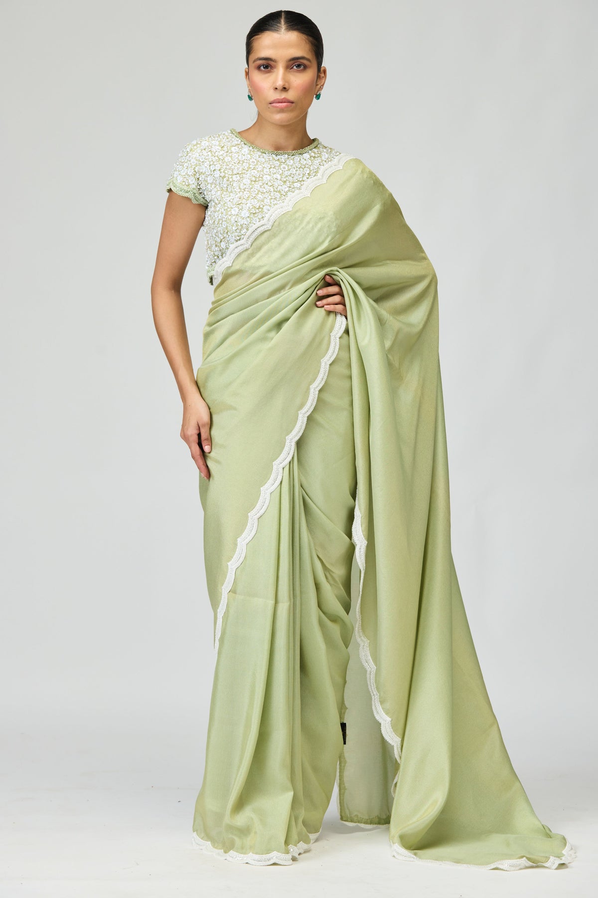 Embellished Viscose Tissue Saree Set
