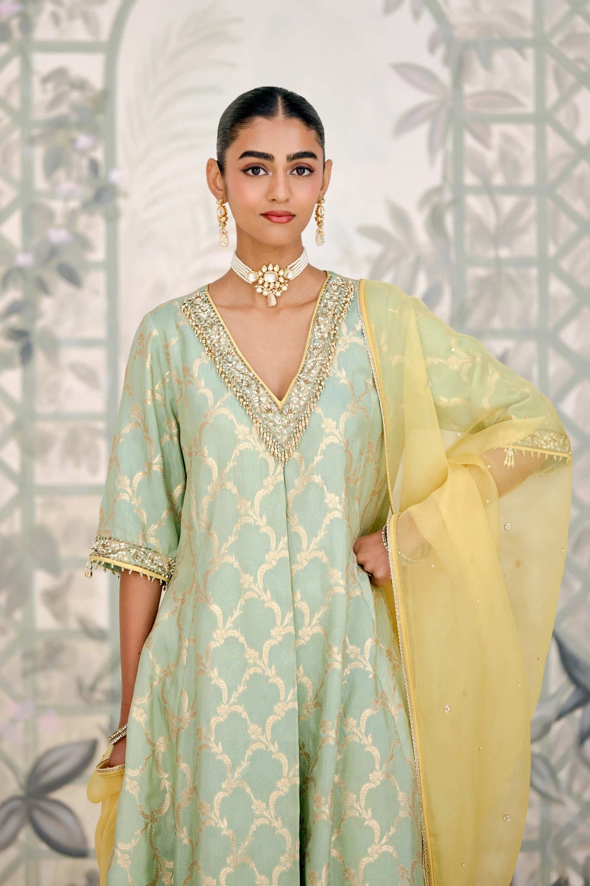 Smoke Green Kurta Set