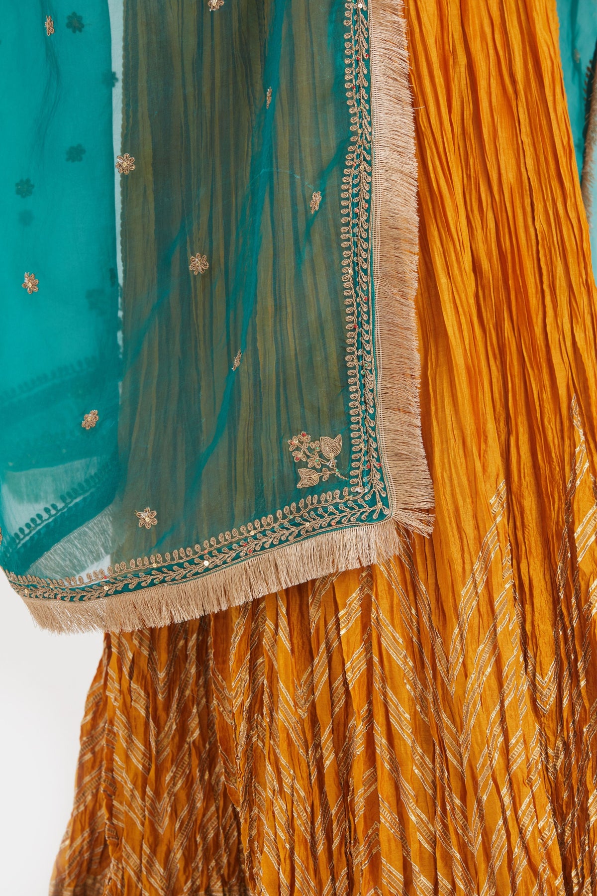 Yellow Chanderi Lehenga Set