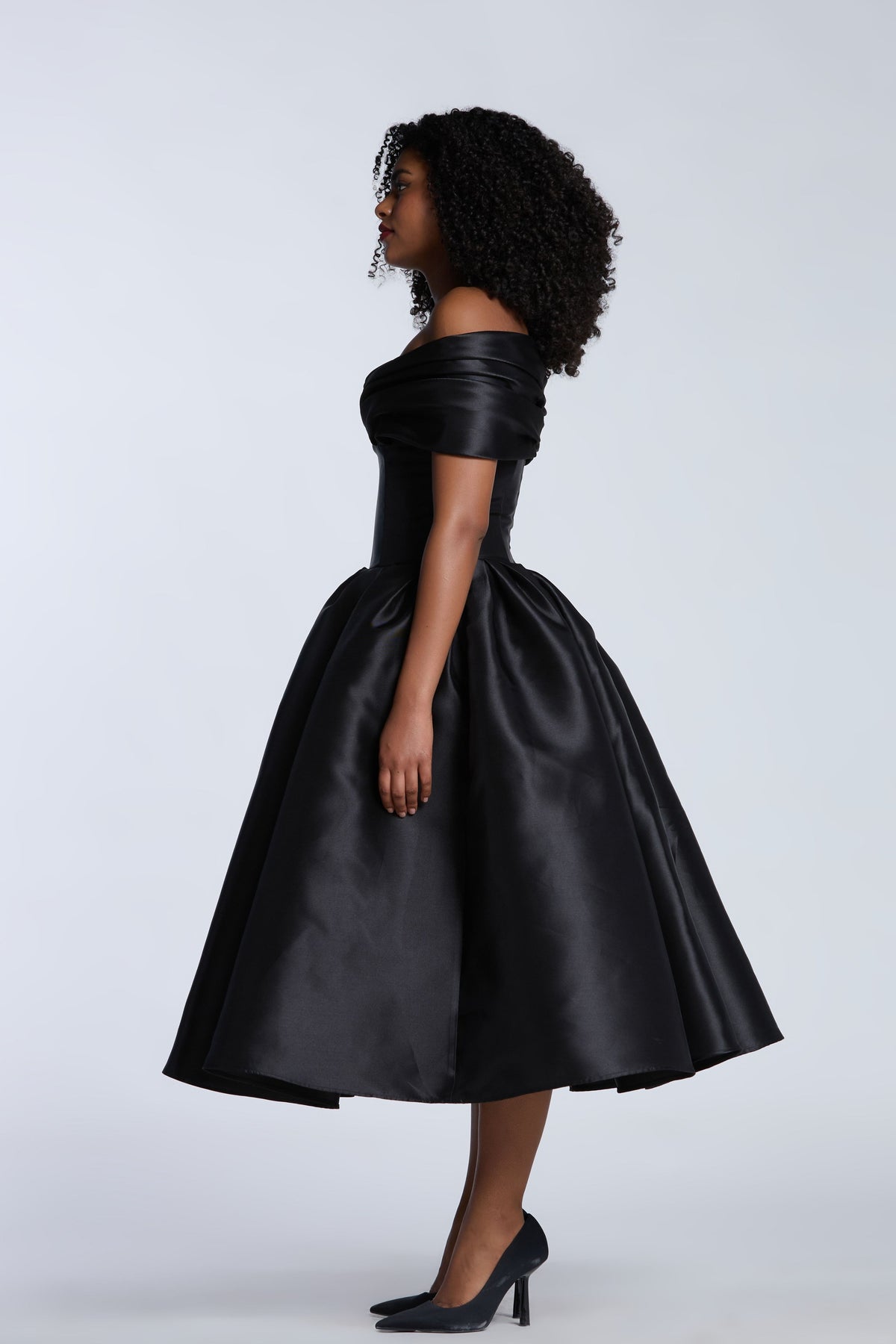 Shoulder Drape Corseted Midi