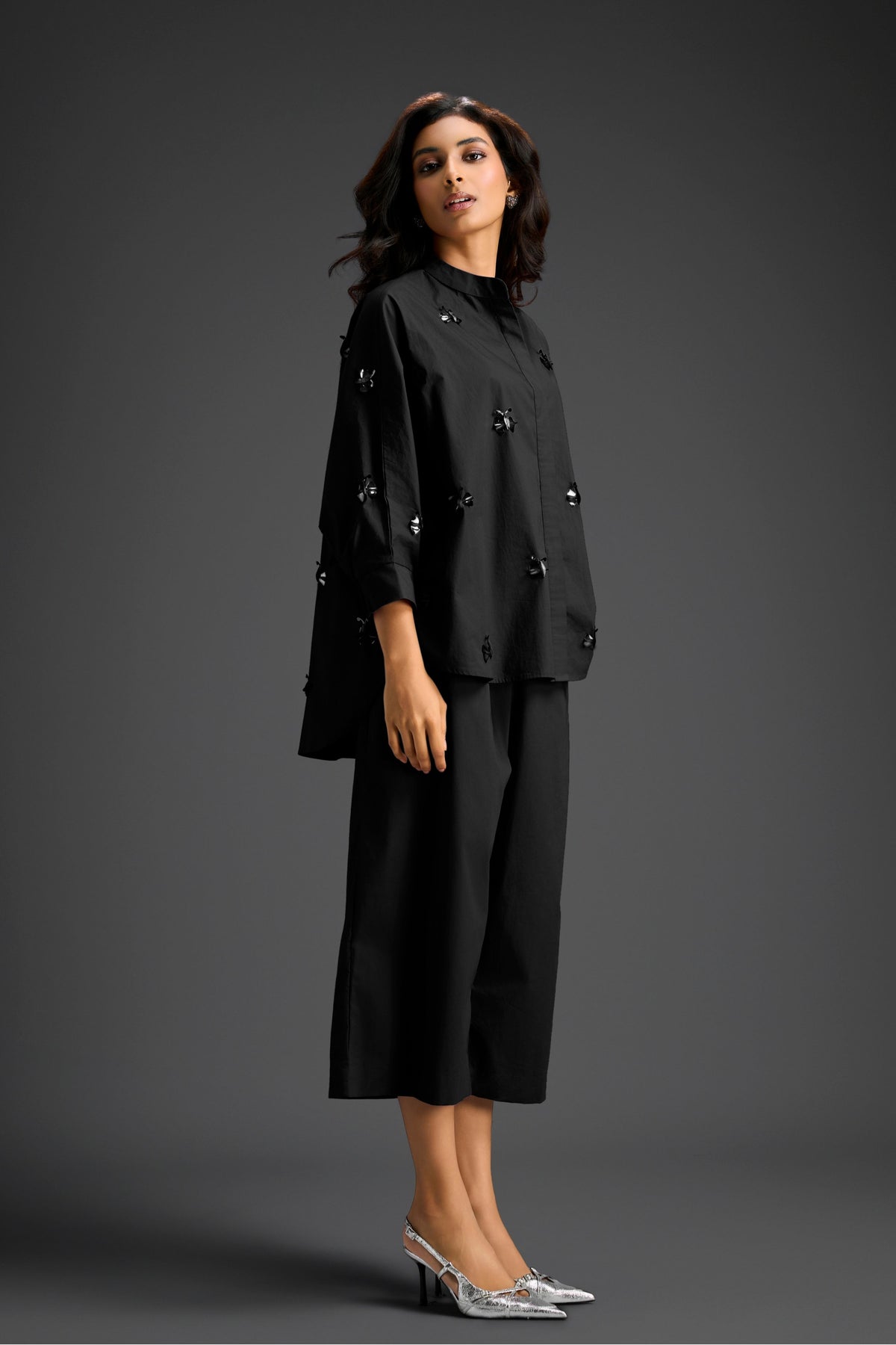 Black Embellished Butterfly Co-ord Set