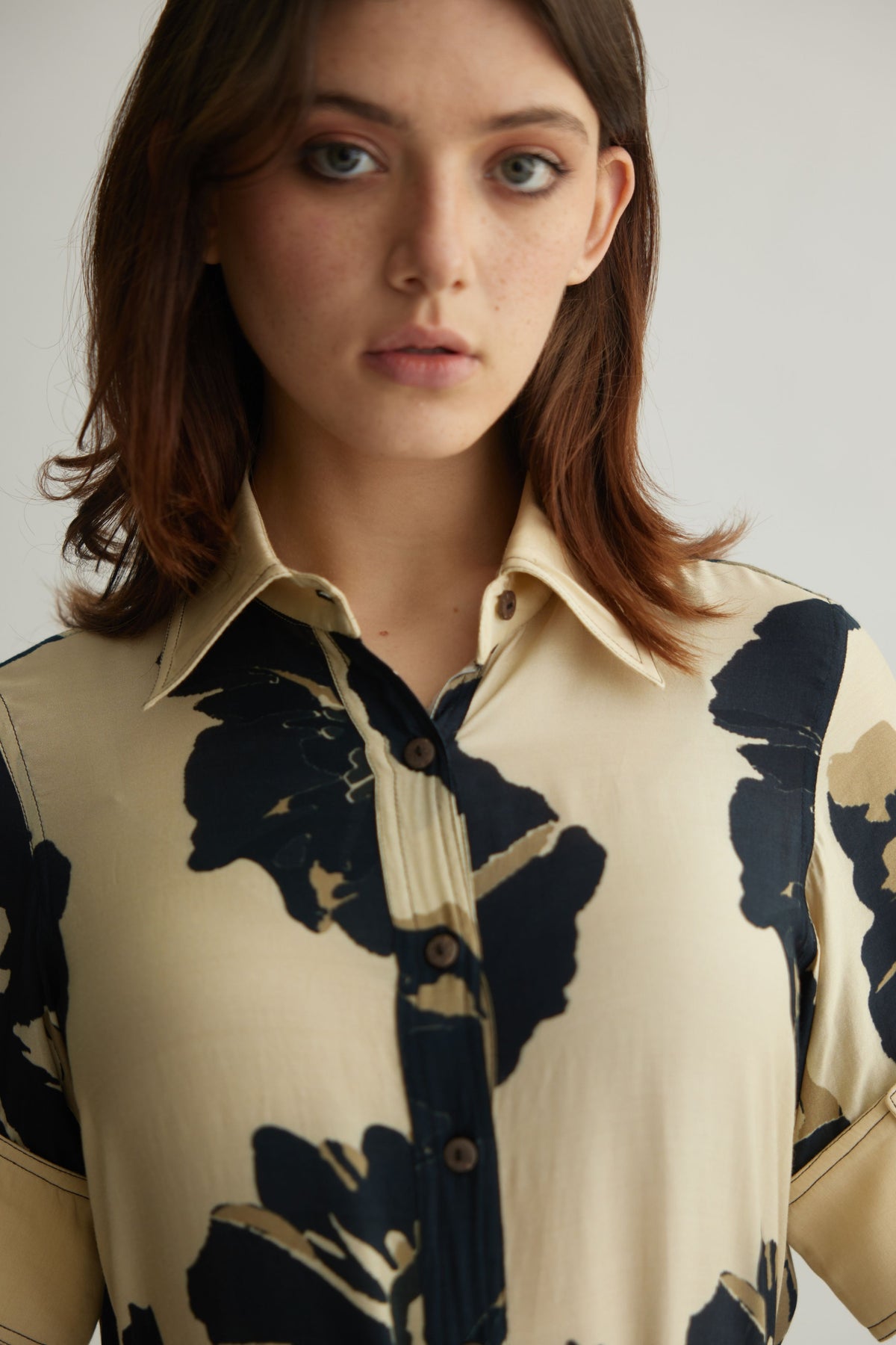 White Floral Shirt Dress