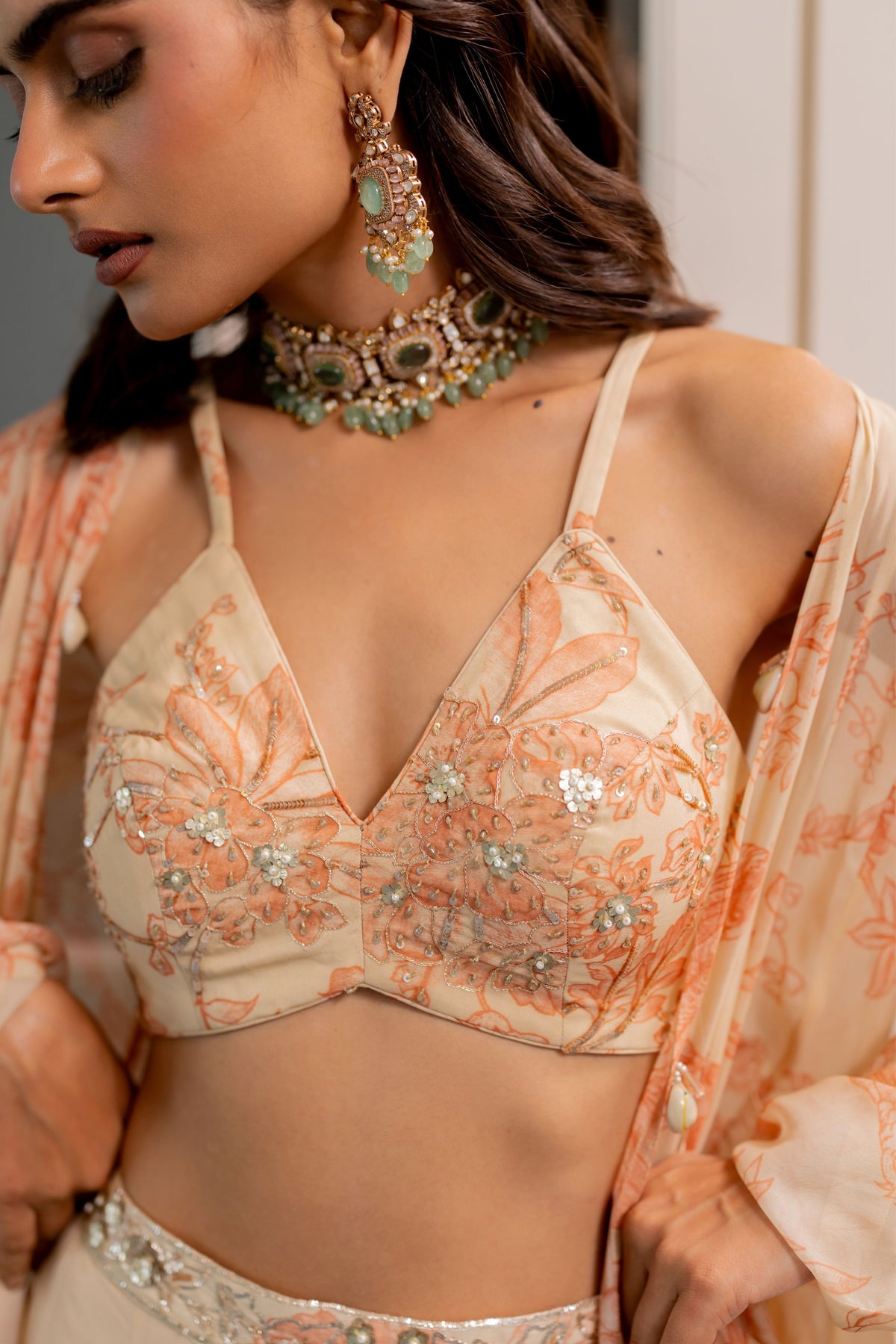 Corolla Peach Jacket Set