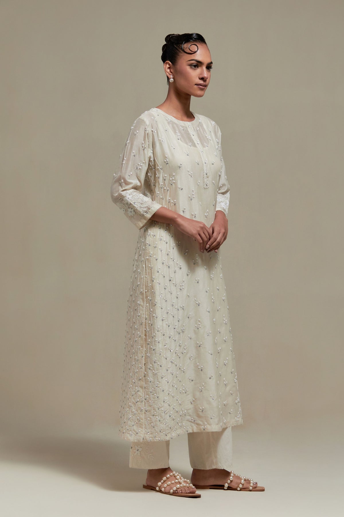 Off White Silk Kurta Set