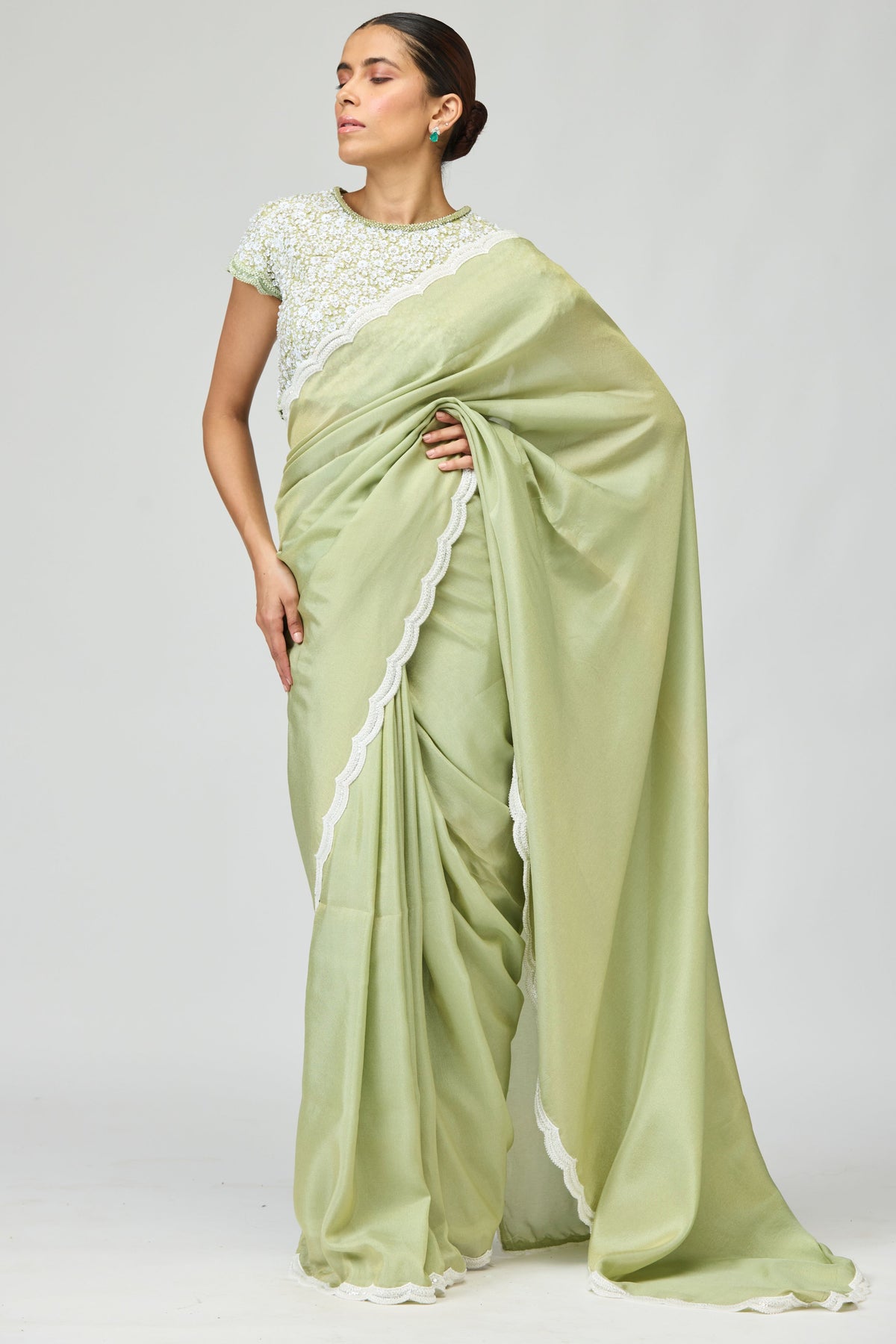 Embellished Viscose Tissue Saree Set