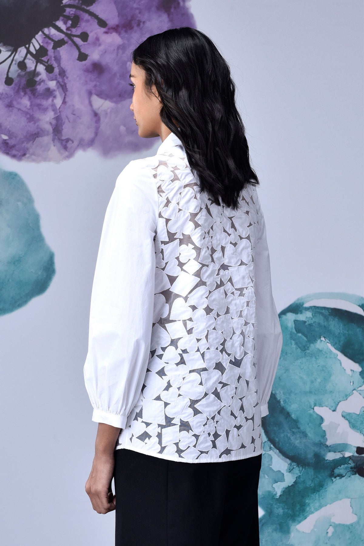 Women Cutout Embroidery Shirt White