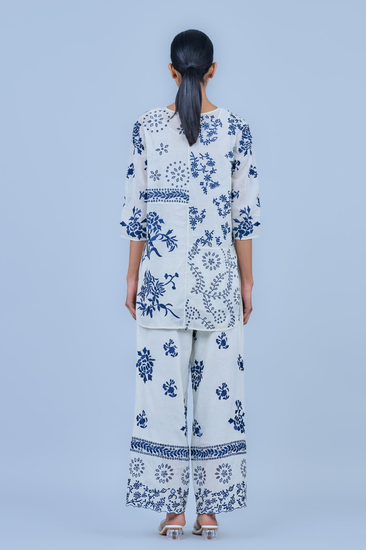 Ecru Threadwork Cotton Top