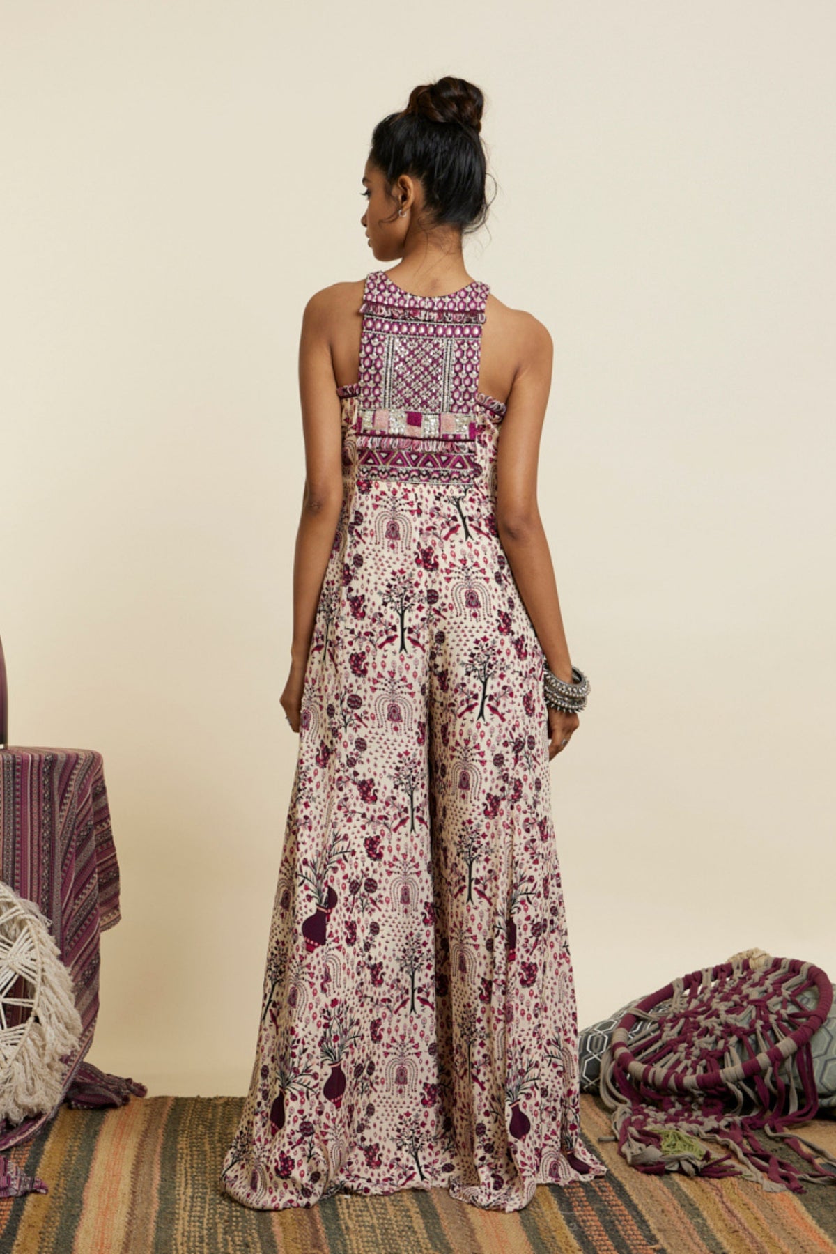 Safar Merlot Yoke Style Jumpsuit
