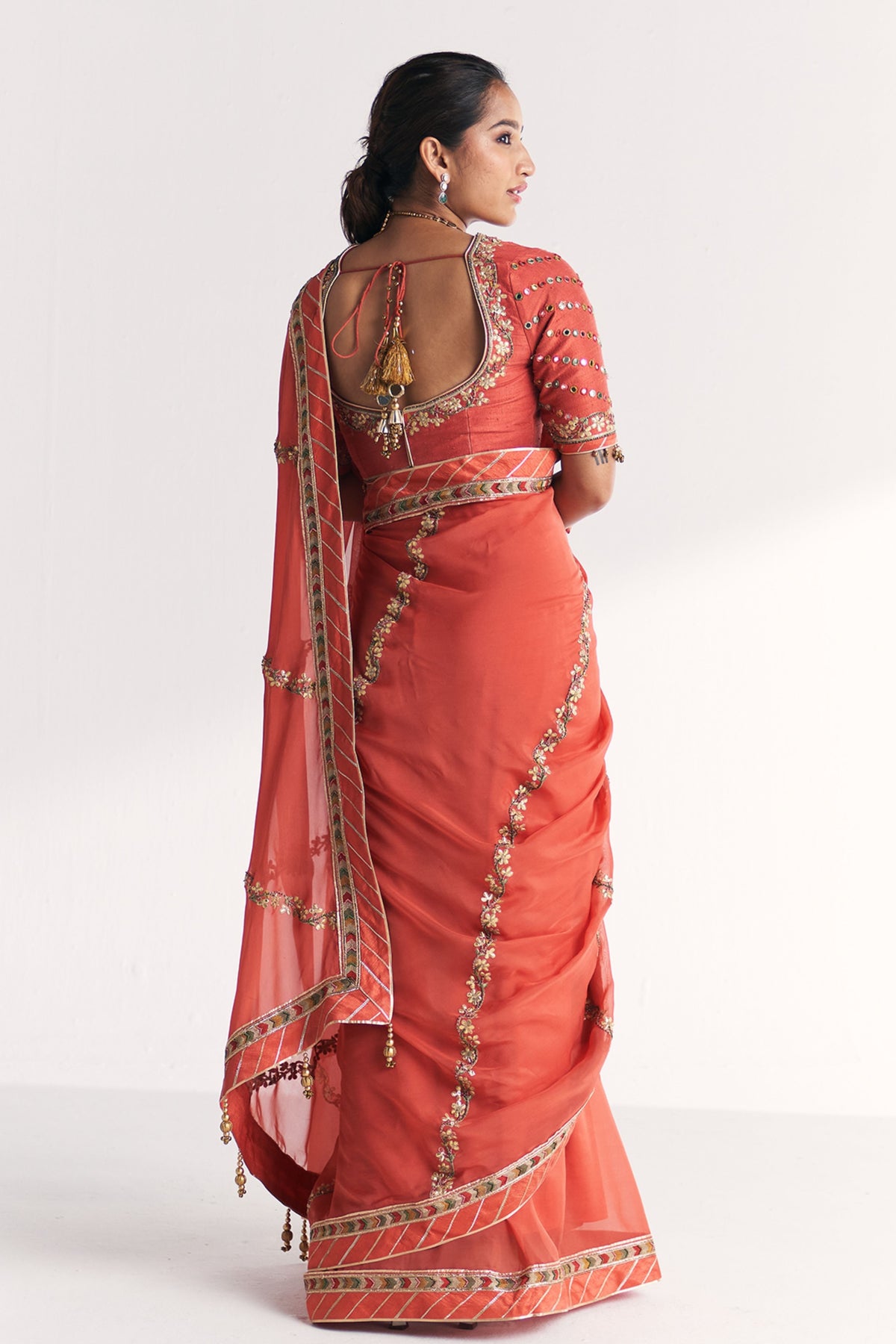 Rimjhim Tangerine Saree