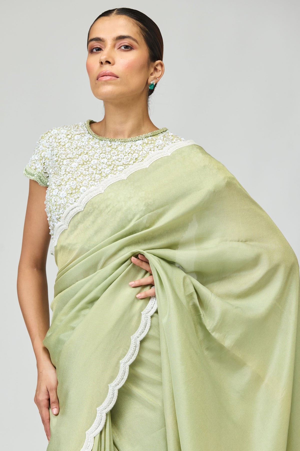 Embellished Viscose Tissue Saree Set