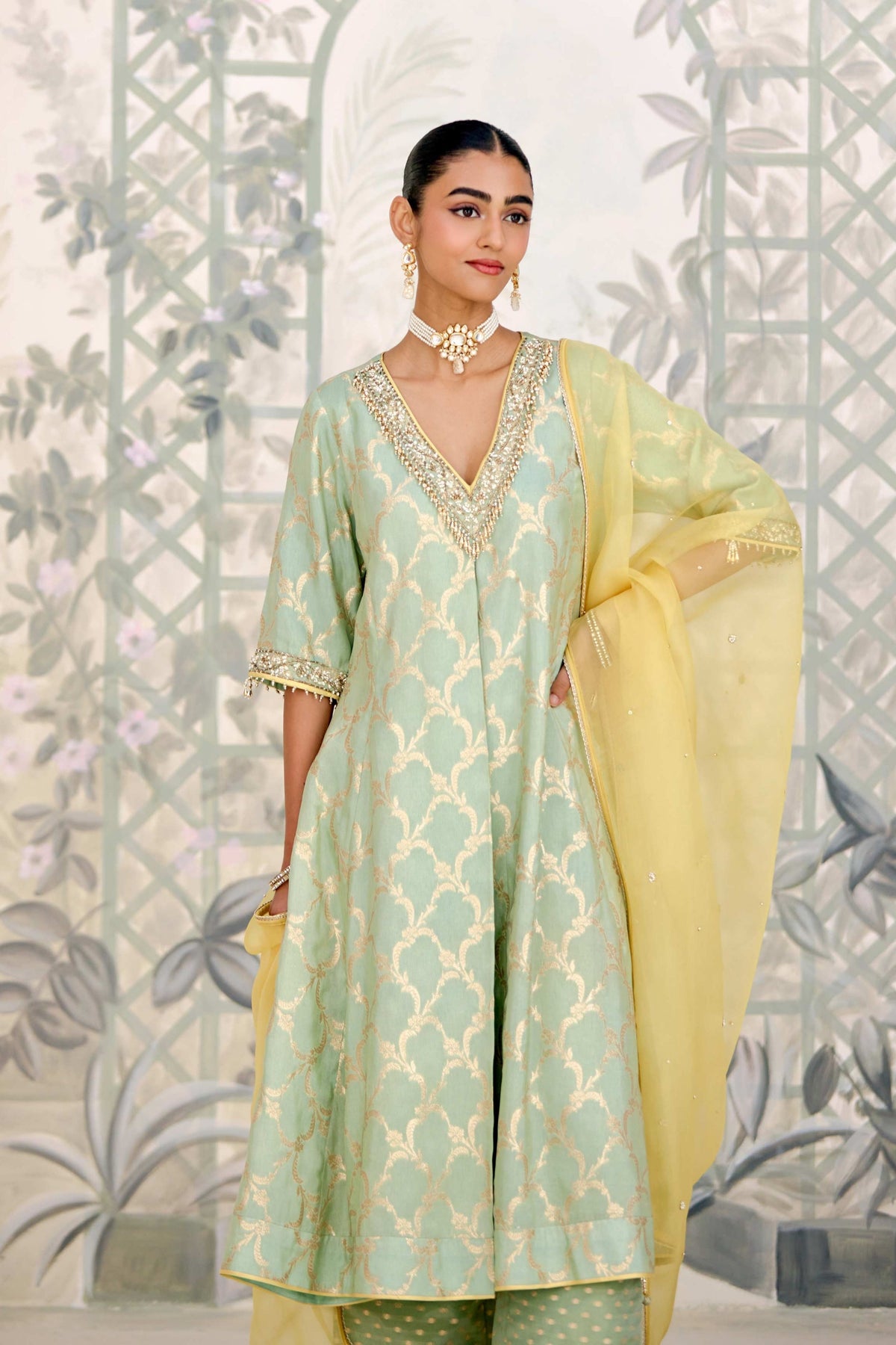 Smoke Green Kurta Set